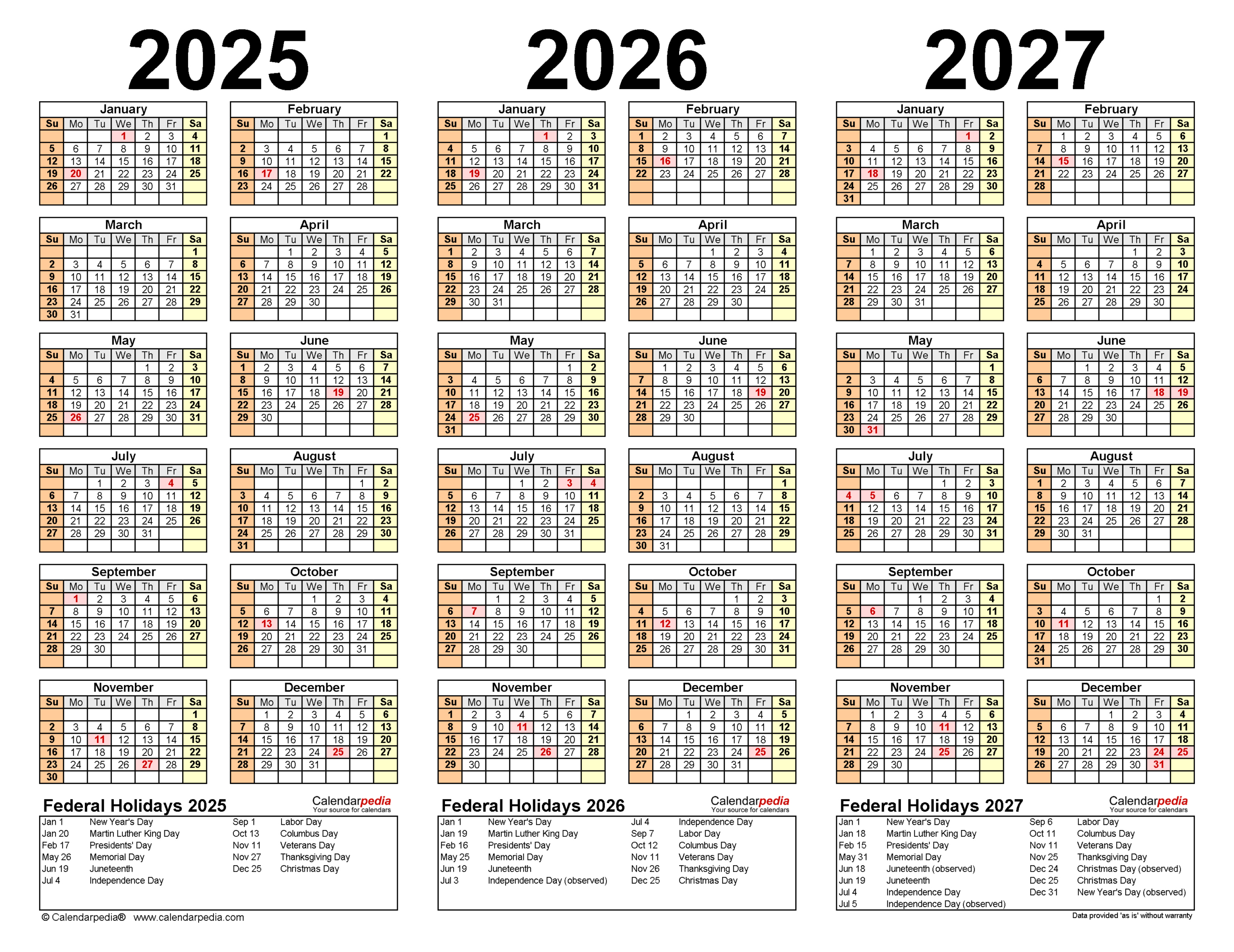 2025-2027 Three Year Calendar - Free Printable Pdf Templates in Printable 3 Year Calendar 2025 2026 2027