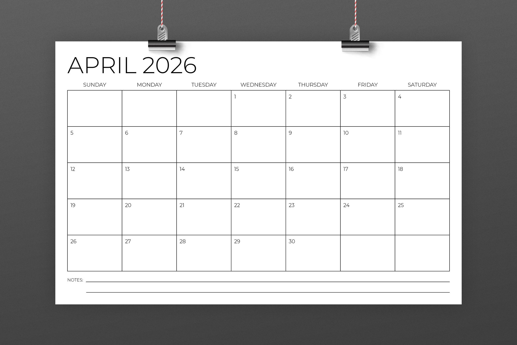 2026 11X17 Calendar Template throughout 2026 Calendar Printable 11X17