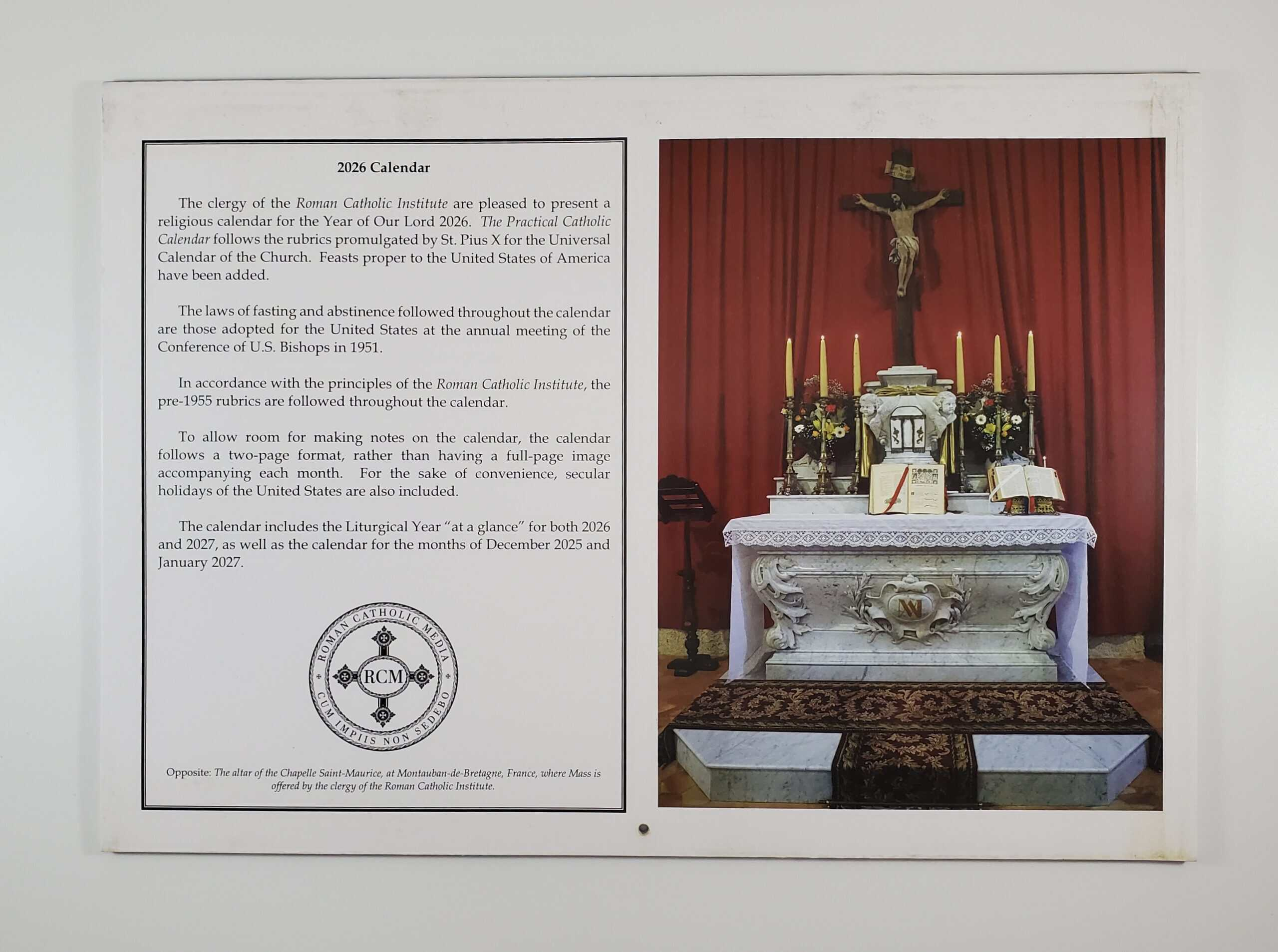2026 14-Month Traditional Catholic Calendar - Roman Catholic Media in Traditional Latin Mass Catholic Calendar 2026