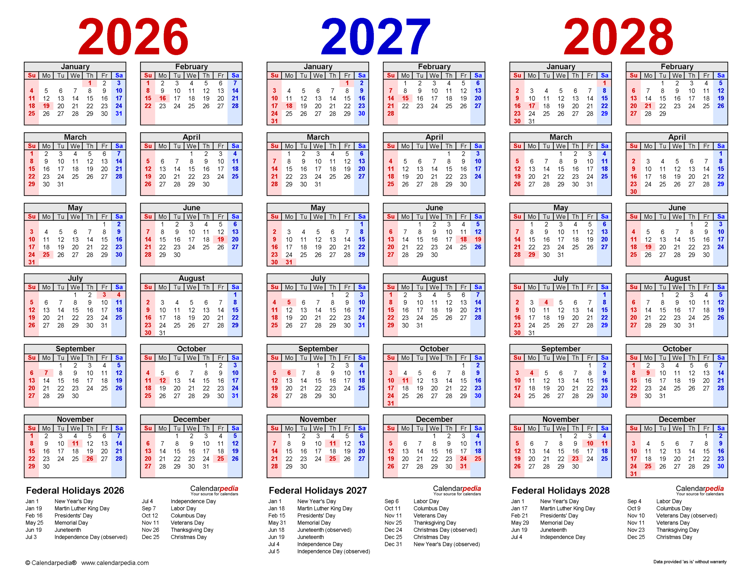 2026-2028 Three Year Calendar - Free Printable Word Templates pertaining to Printable 3 Year Calendar 2026 2027 2028