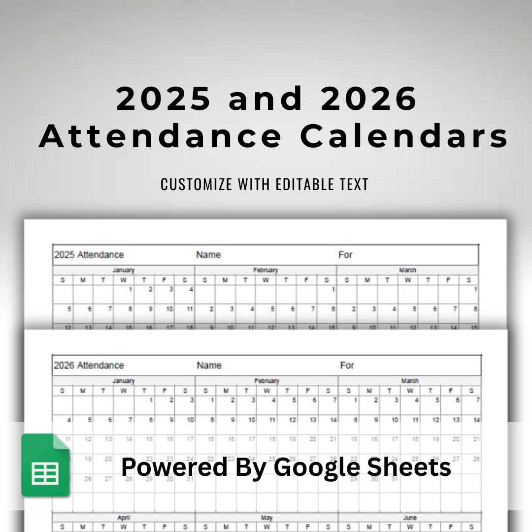 2026 Attendance Calendar - Etsy for Homeschool Attendance Calendar 2026 - 2027