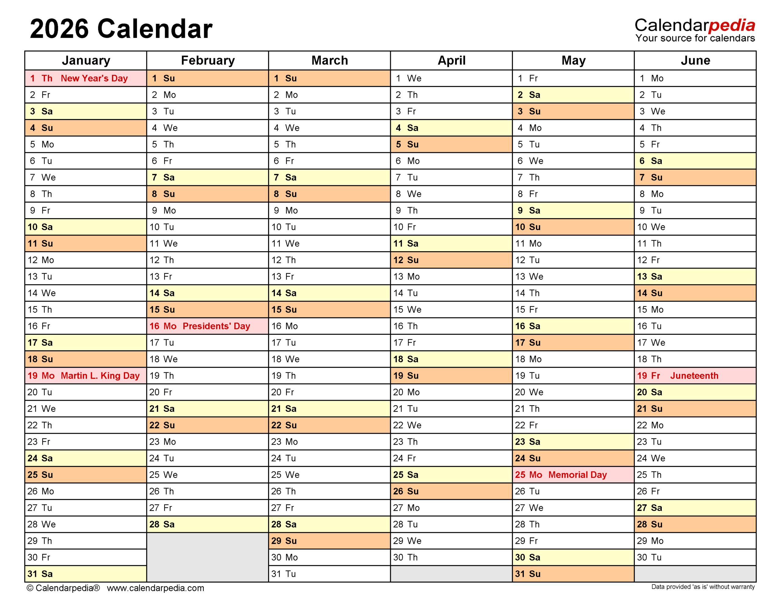 2026 Calendar - Free Printable Pdf Templates | Calendarpedia regarding 2026 Employee Attendance Calendar Free Printable