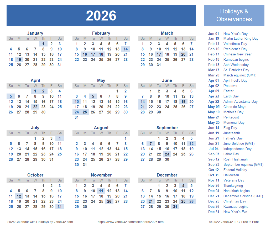 2026 Calendar Templates And Images regarding Printable Calendar 2026 Free Printable