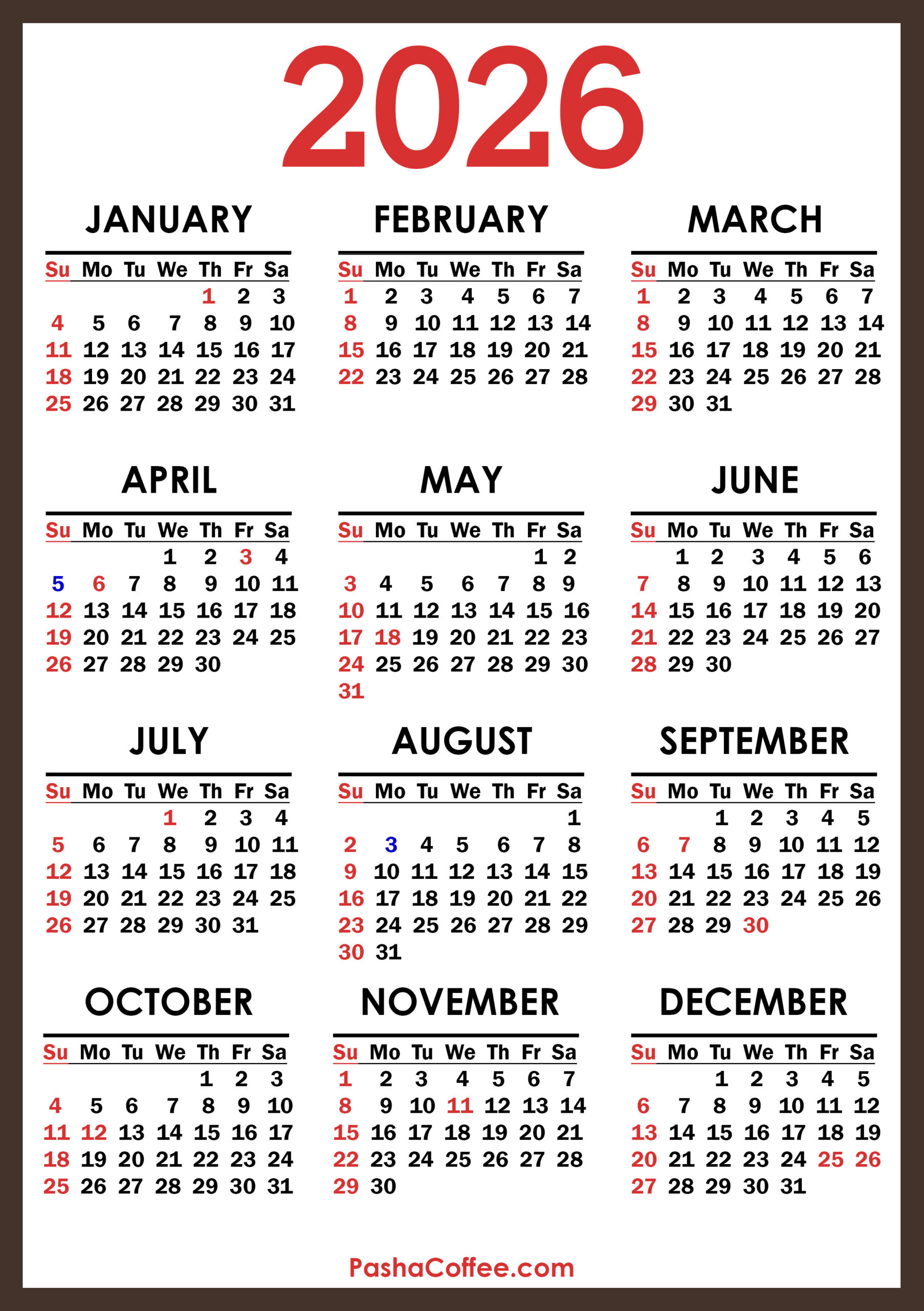 2026 Calendar With Canada Holidays, Printable Free, Vertical intended for 2026 Calendar Printable Canada