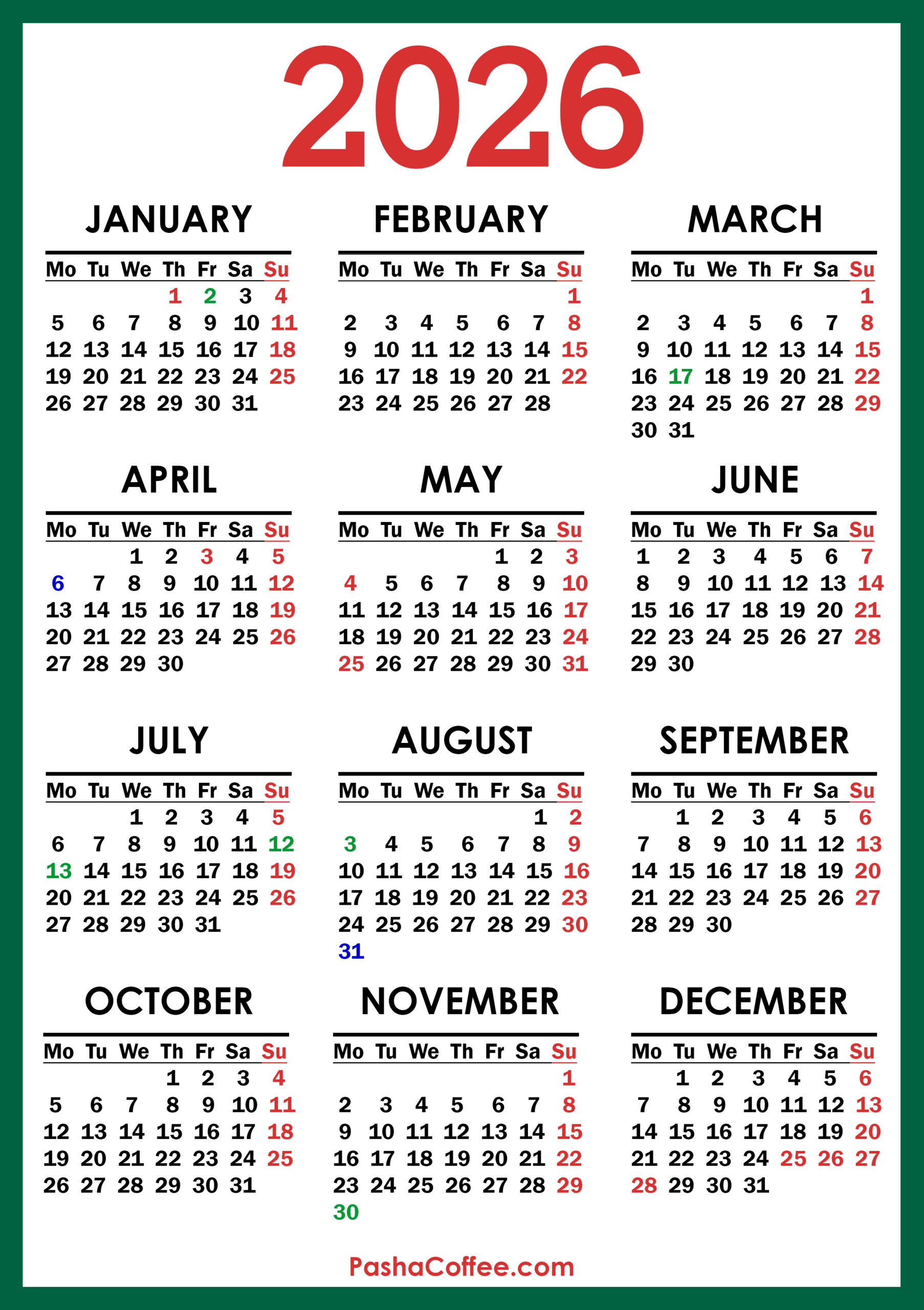 2026 Calendar With Uk Holidays, Printable Free, Vertical intended for 2026 Calendar Uk With Bank Holidays Printable