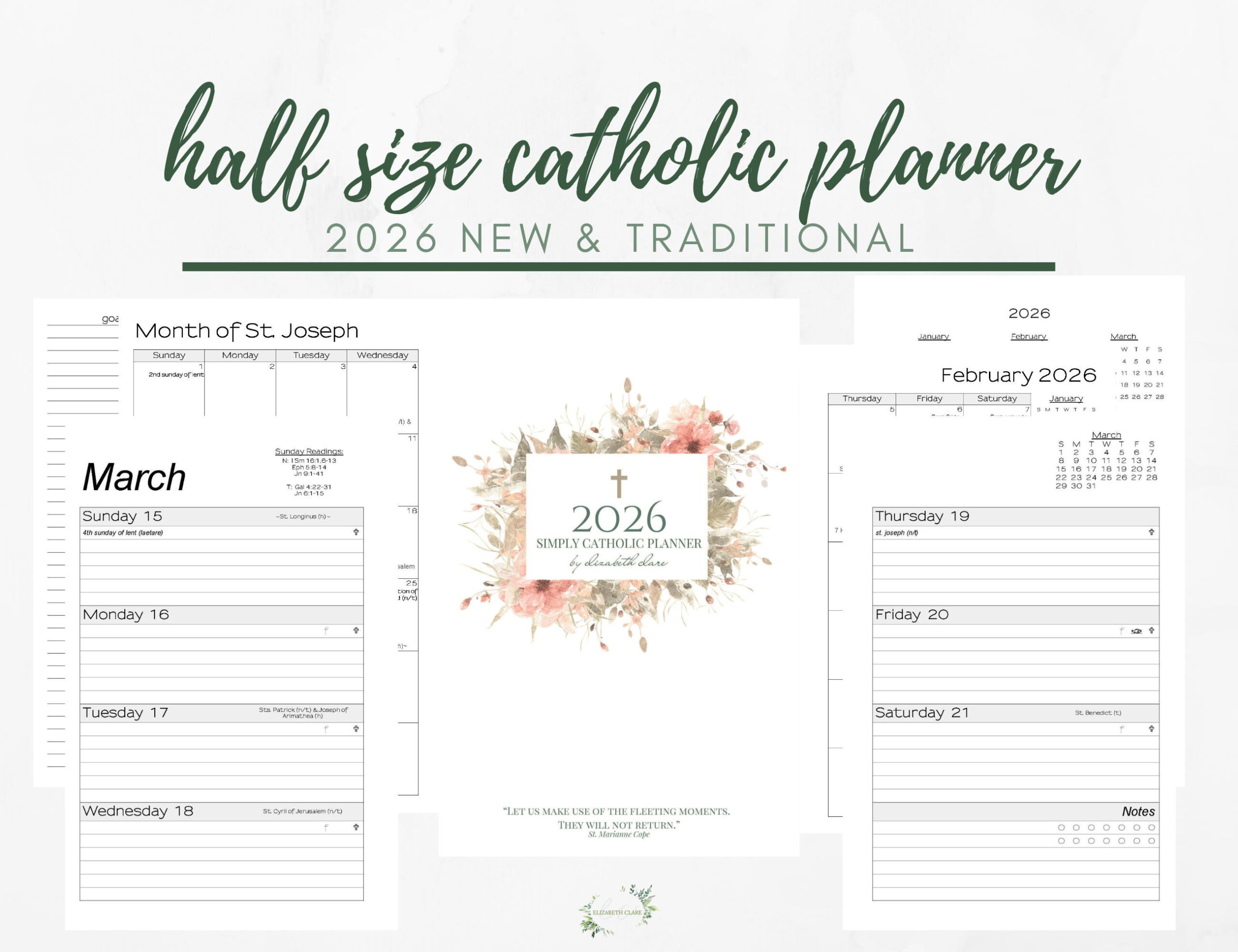 2026 Catholic Planner Half-Size Printable Pdf: Simply Catholic intended for Catholic Planning Calendar 2026