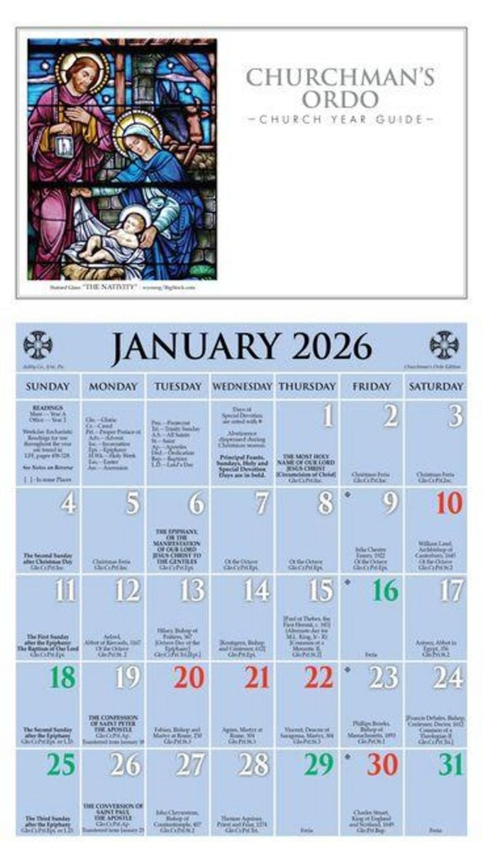 2026 Churchman&amp;#039;S Ordo Kalendar&amp;quot; Kaufen in Catholic Calendar January 2026