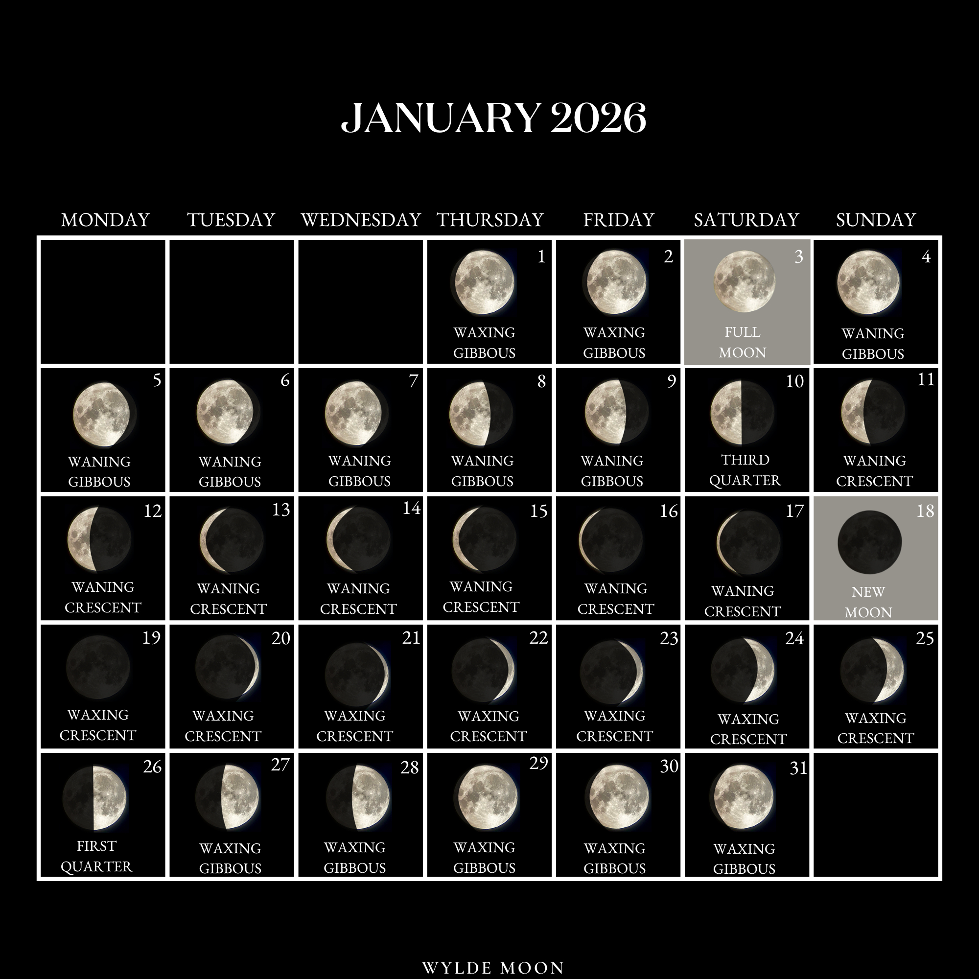 2026 Moon Calendar - Every Phase And Stage Of The Moon intended for 2026 Full Moon Calendar