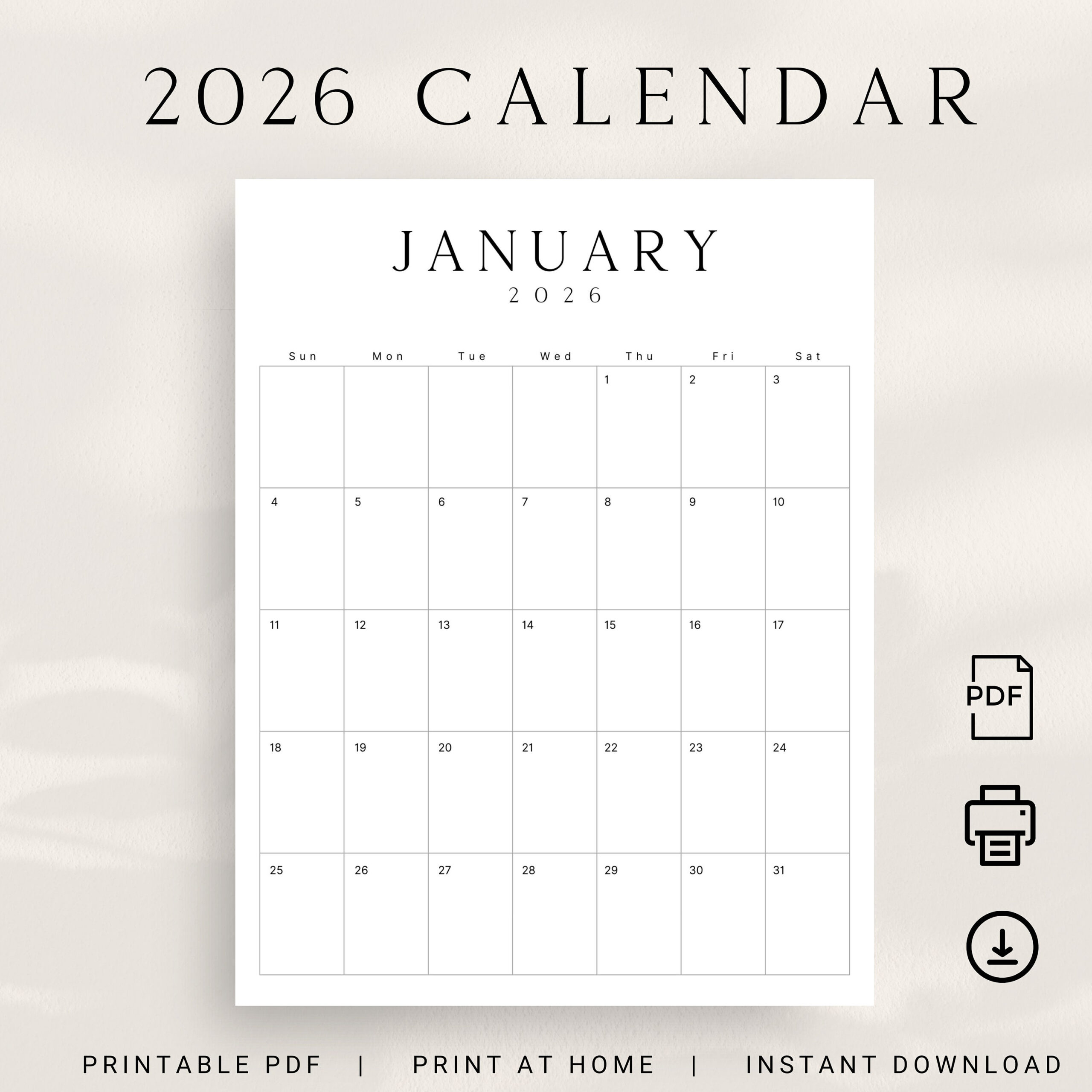 2026 Printable Calendar 2026 Planner Vertical Calendar Portrait throughout 2026 Calendar Printable Portrait