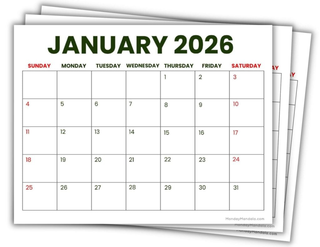 2026 Printable Calendars (56 Free Pdf Printables) throughout 2026 Calendar Printable For Free