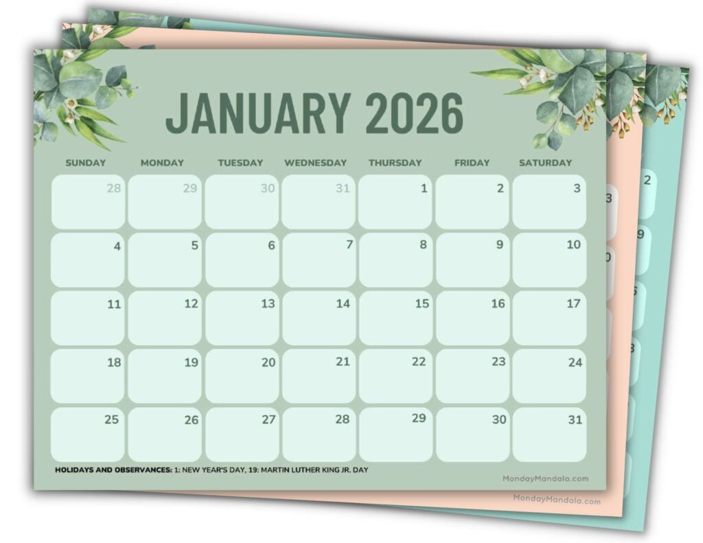 2026 Printable Calendars (56 Free Pdf Printables) within 2026 Printable Calendar by Month