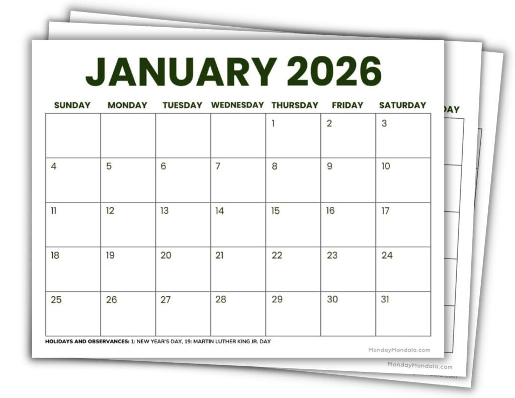 2026 Printable Calendars (56 Free Pdf Printables) within Calendar 2026 Printable By Month