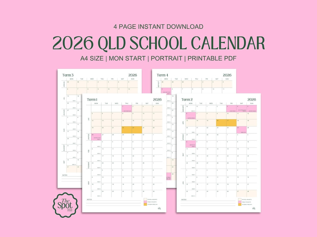 2026 Queensland School Calendar: Term Planner For Students with 2026 School Calendar Qld Printable