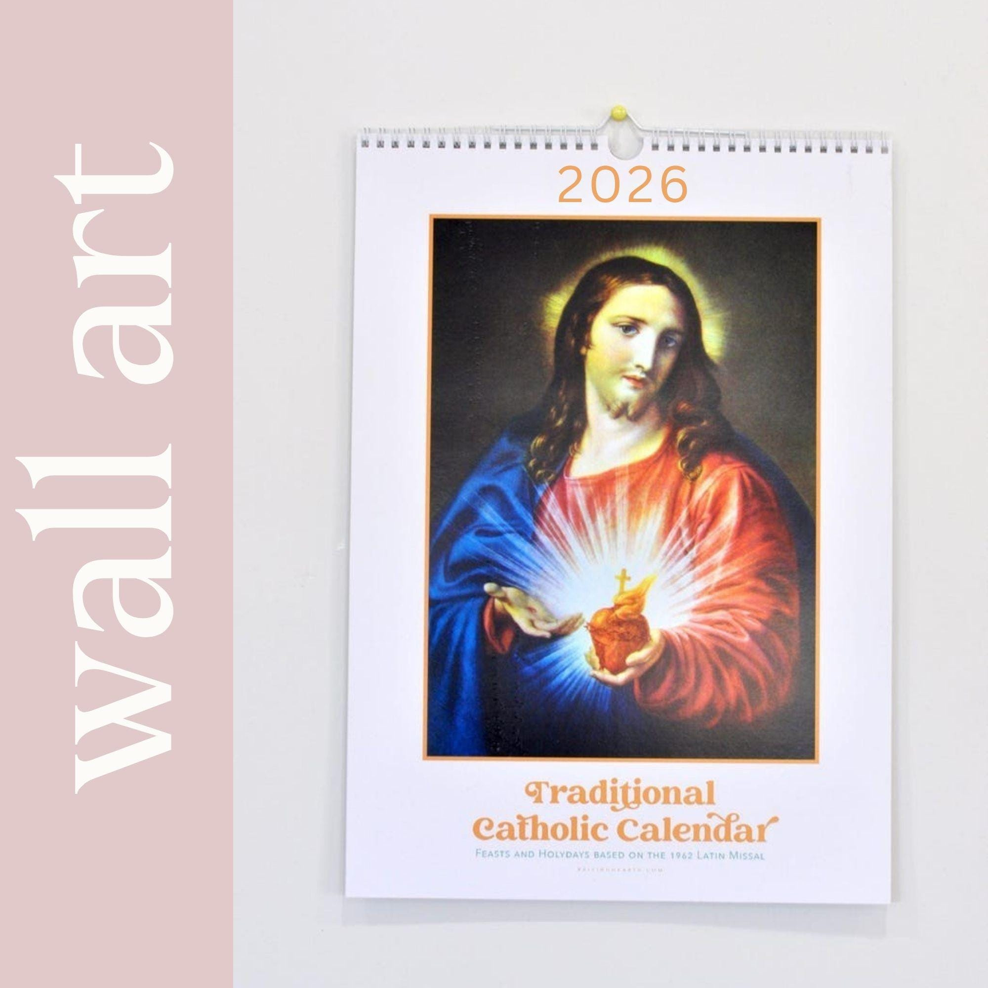 2026 Traditional Catholic Wall Calendar: Sacred Art, 1962 Latin in Traditional Latin Mass Catholic Calendar 2026
