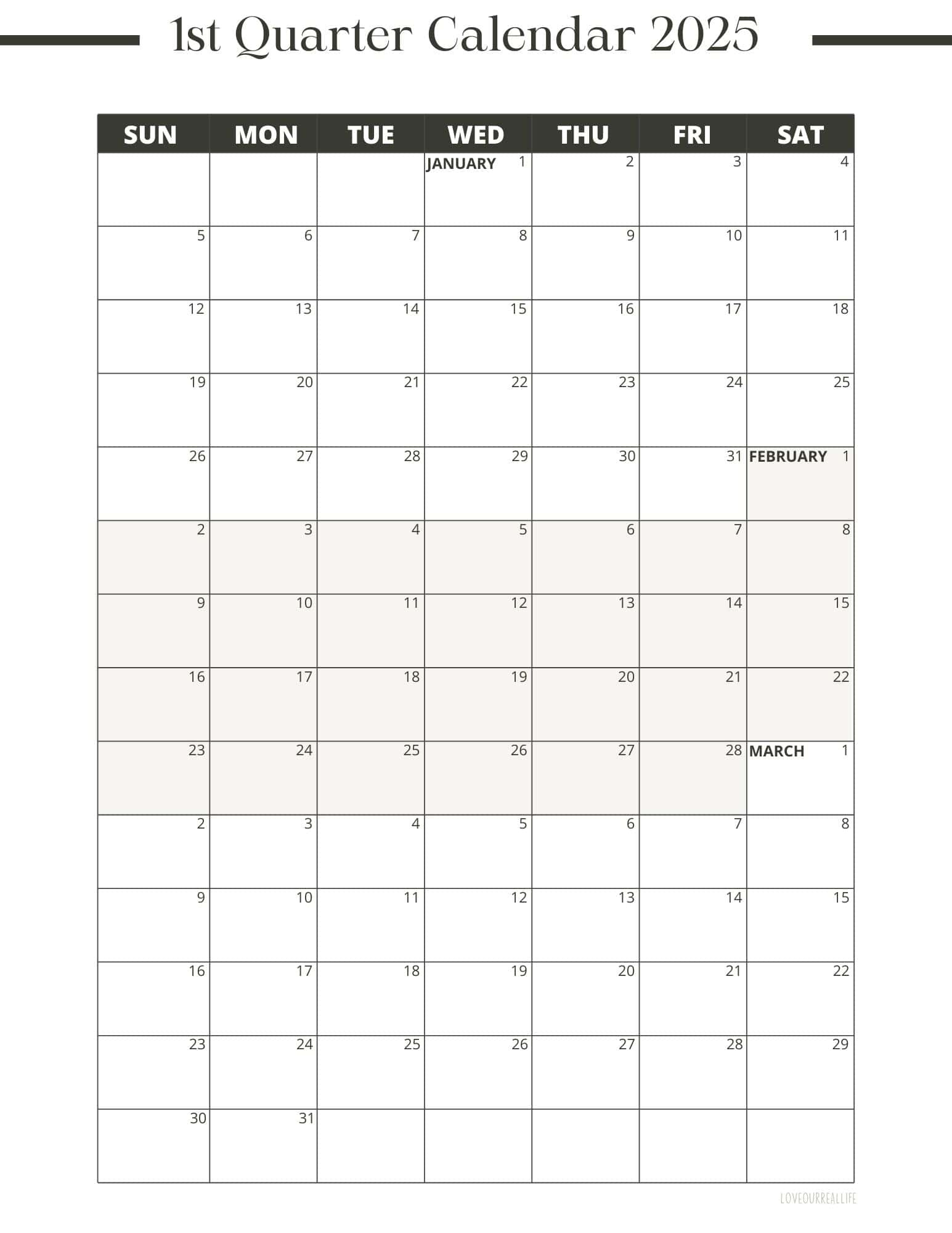 3 Month Calendar Printables: 2025 And 2026! ⋆ Love Our Real Life with 3 Month Printable Calendar 2025 - 2026