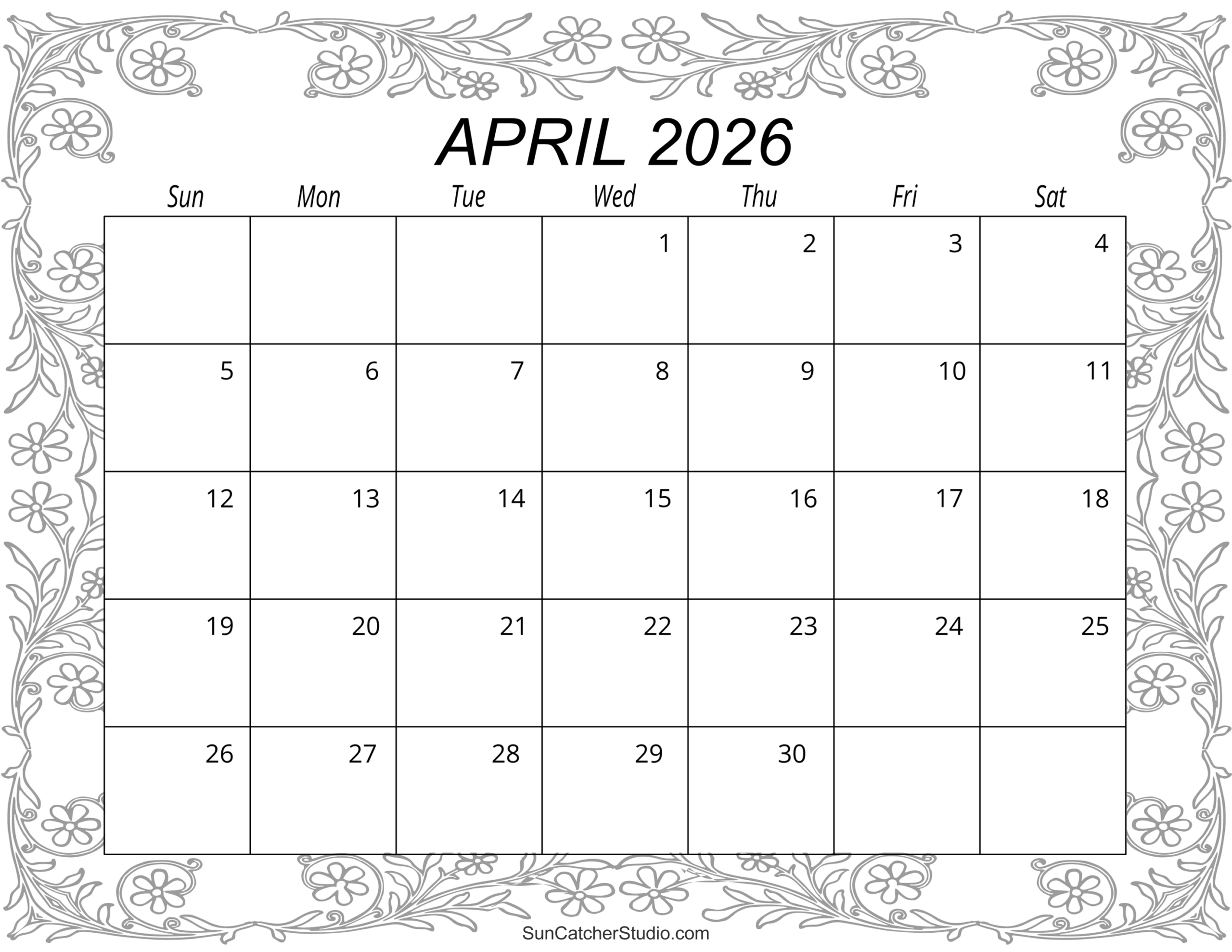 April 2026 Calendar (Free Printable) – Free Printables, Lettering regarding Free Printable Kids Calendar 2026 Monthly