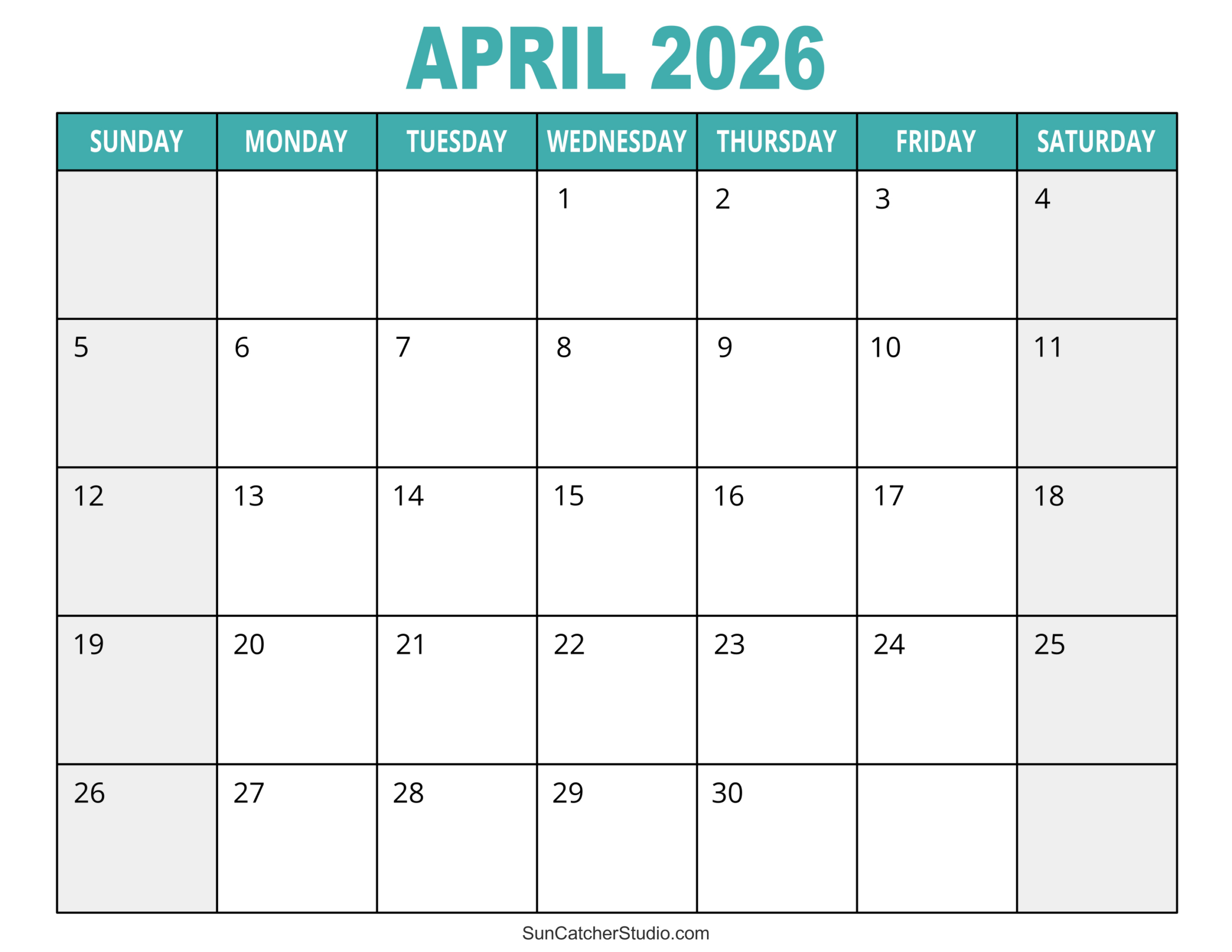 April 2026 Calendar (Free Printable) – Free Printables, Lettering within 2026 Calendar Printable Monthly Free