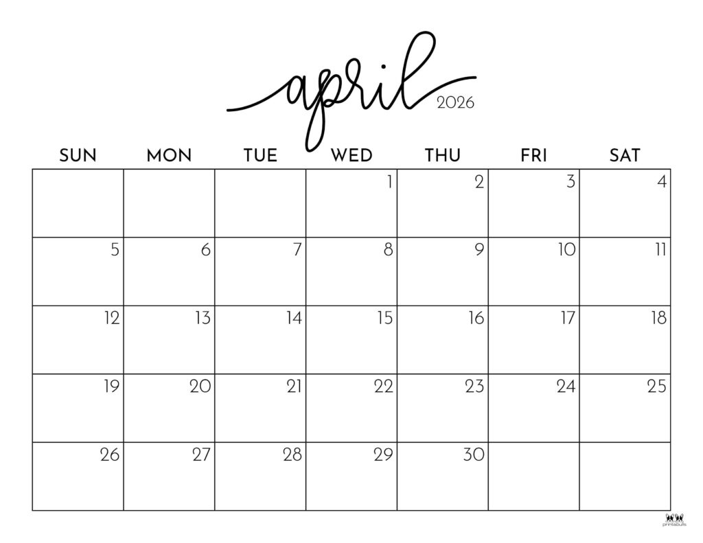 April 2026 Calendars - 123 Free Printables | Printabulls throughout 2026 Calendar Printable April