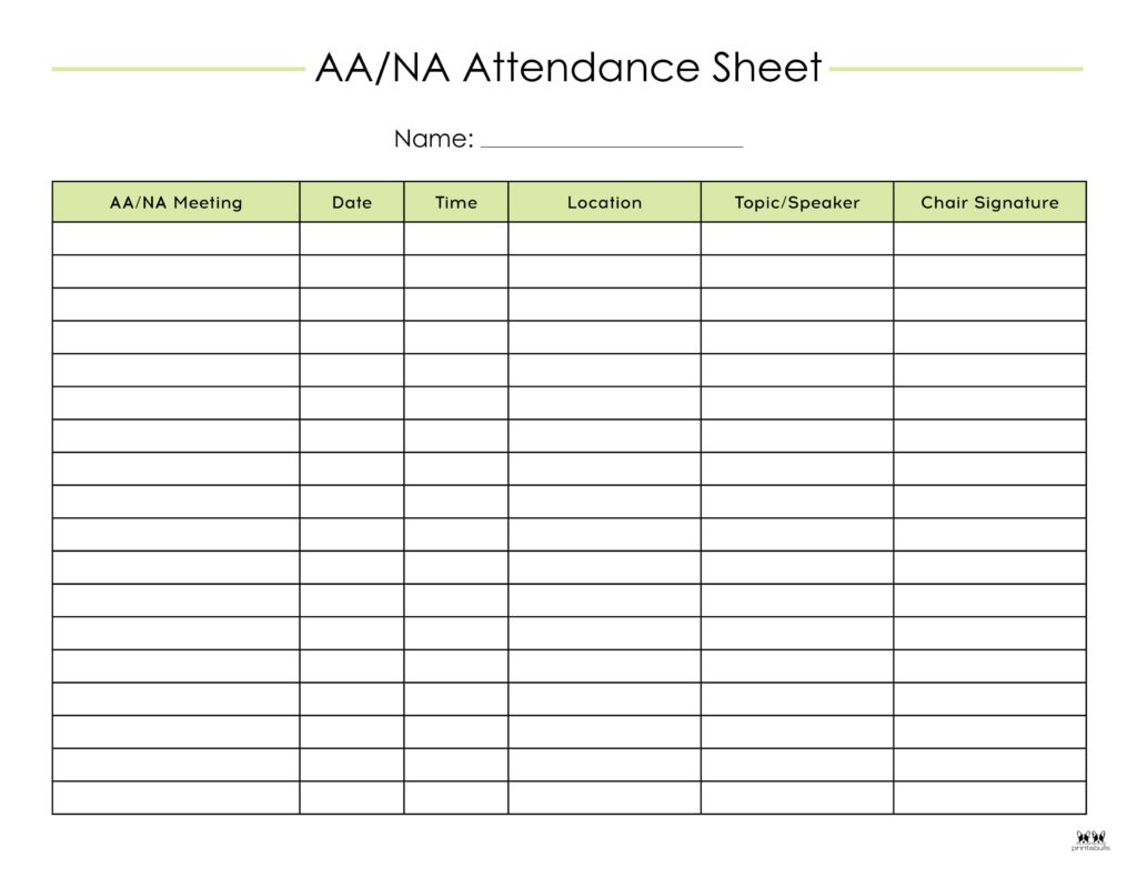 Attendance Sheets - 52 Free Printables | Printabulls with Attendance Sheet April 2026