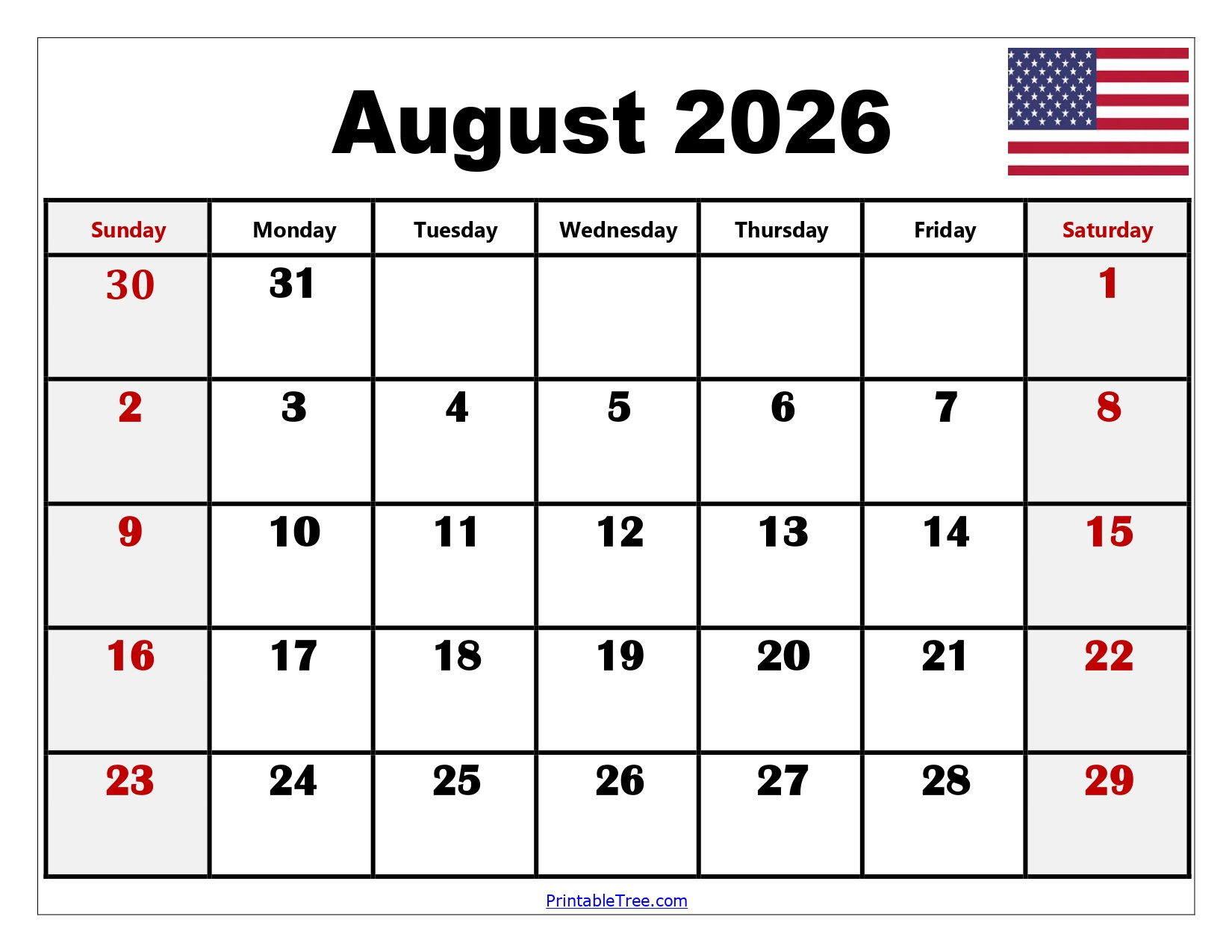 August 2026 Calendar Printable Pdf With Holidays Template within 2026 Calendar Printable August