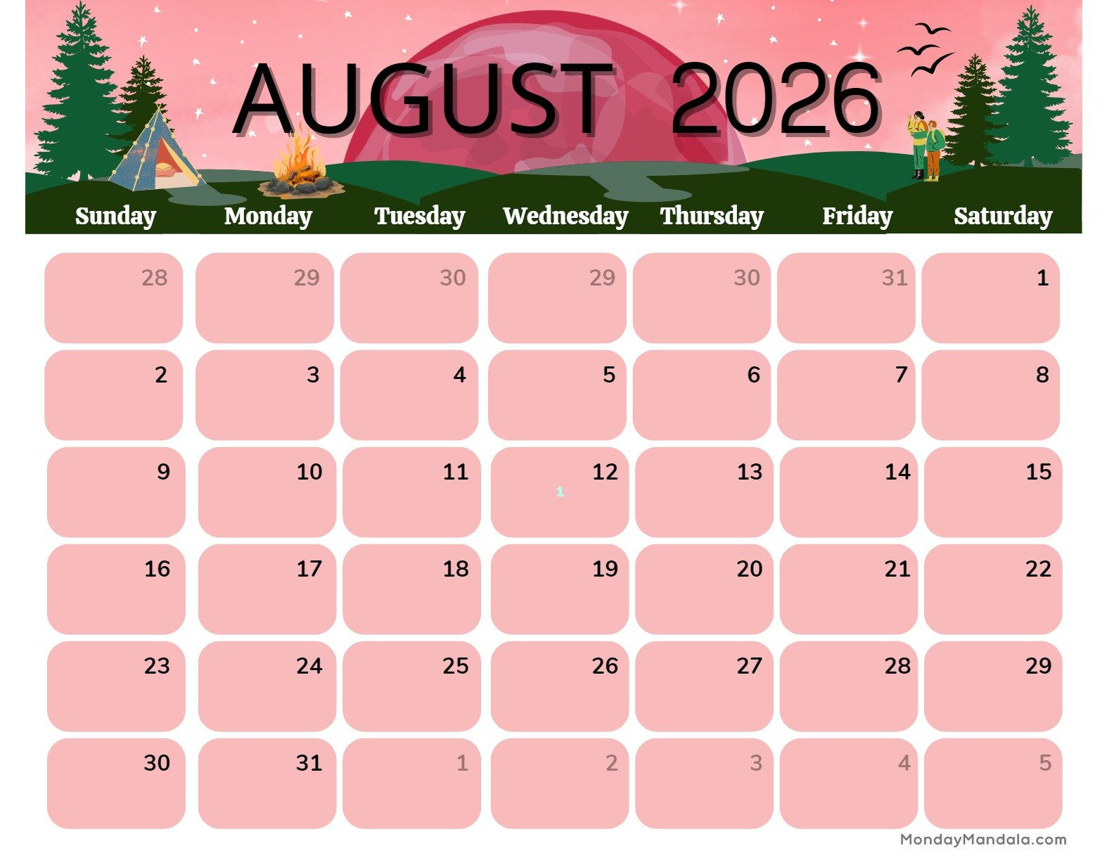 August 2026 Calendars (52 Free Pdf Printables) regarding August 2026 Calendar Printable