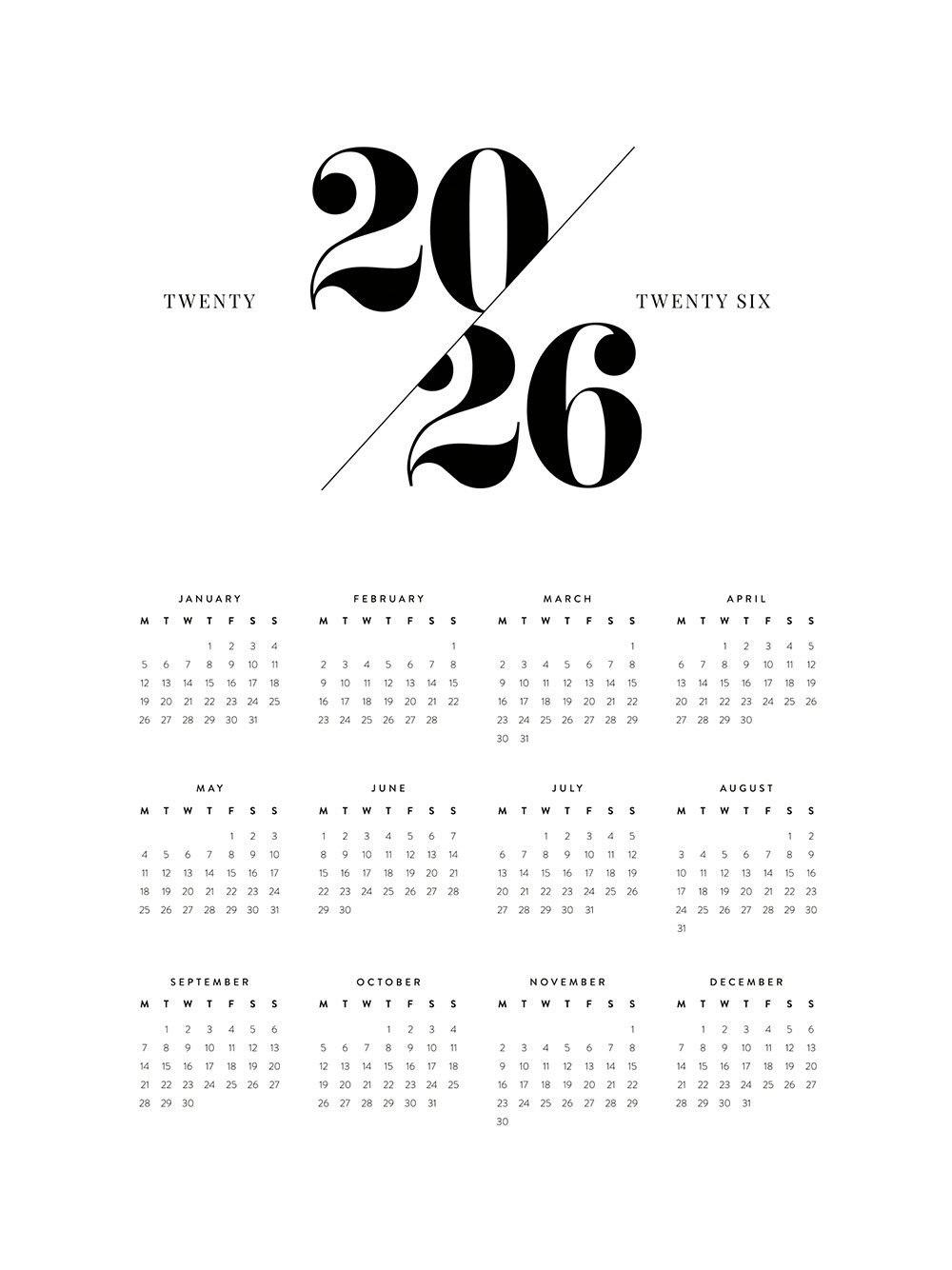 Calendar 2026 Poster in Calendar 2026 and 2026