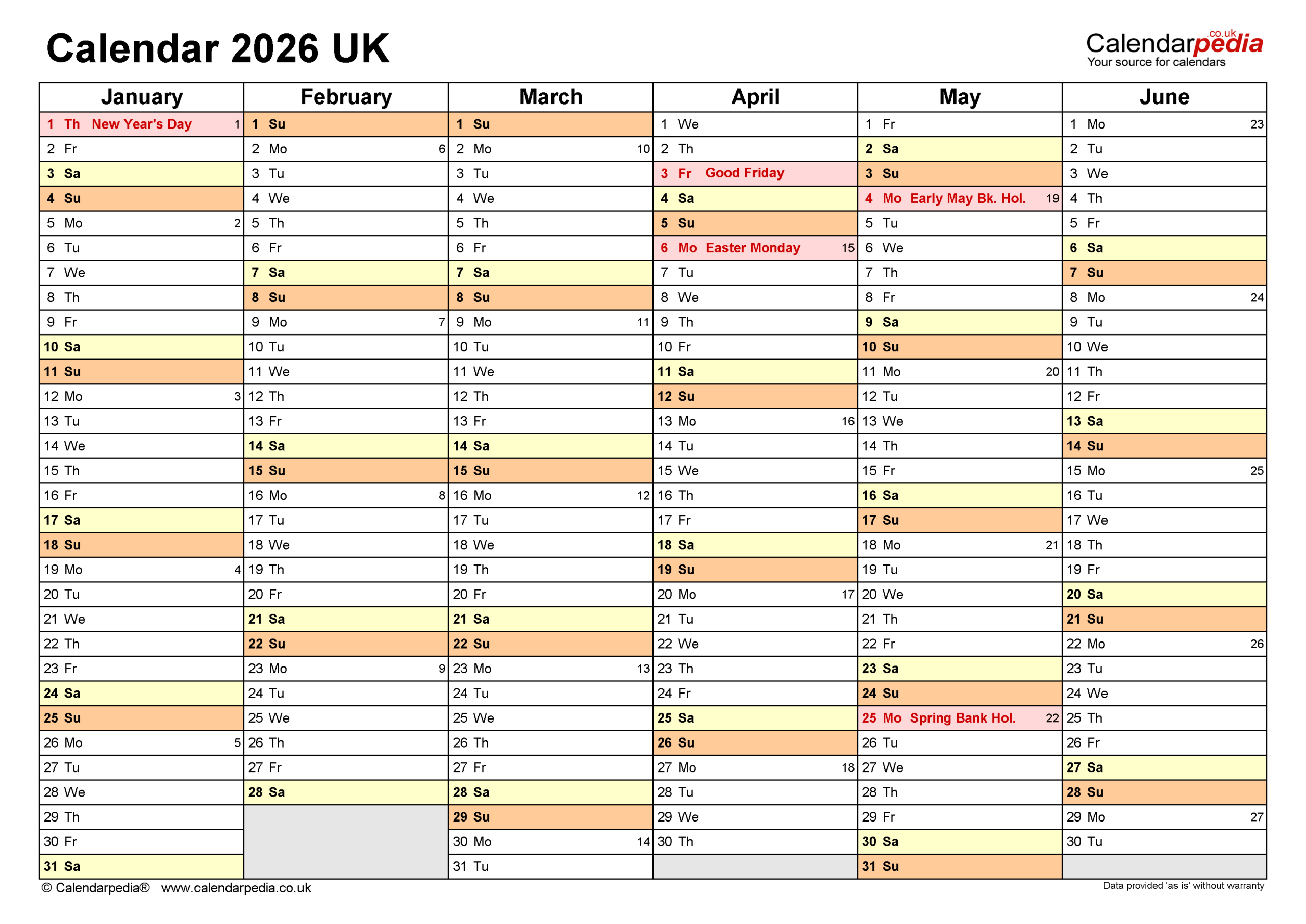 Calendar 2026 (Uk) - Free Printable Pdf Templates regarding Year To View Calendar 2026 Printable