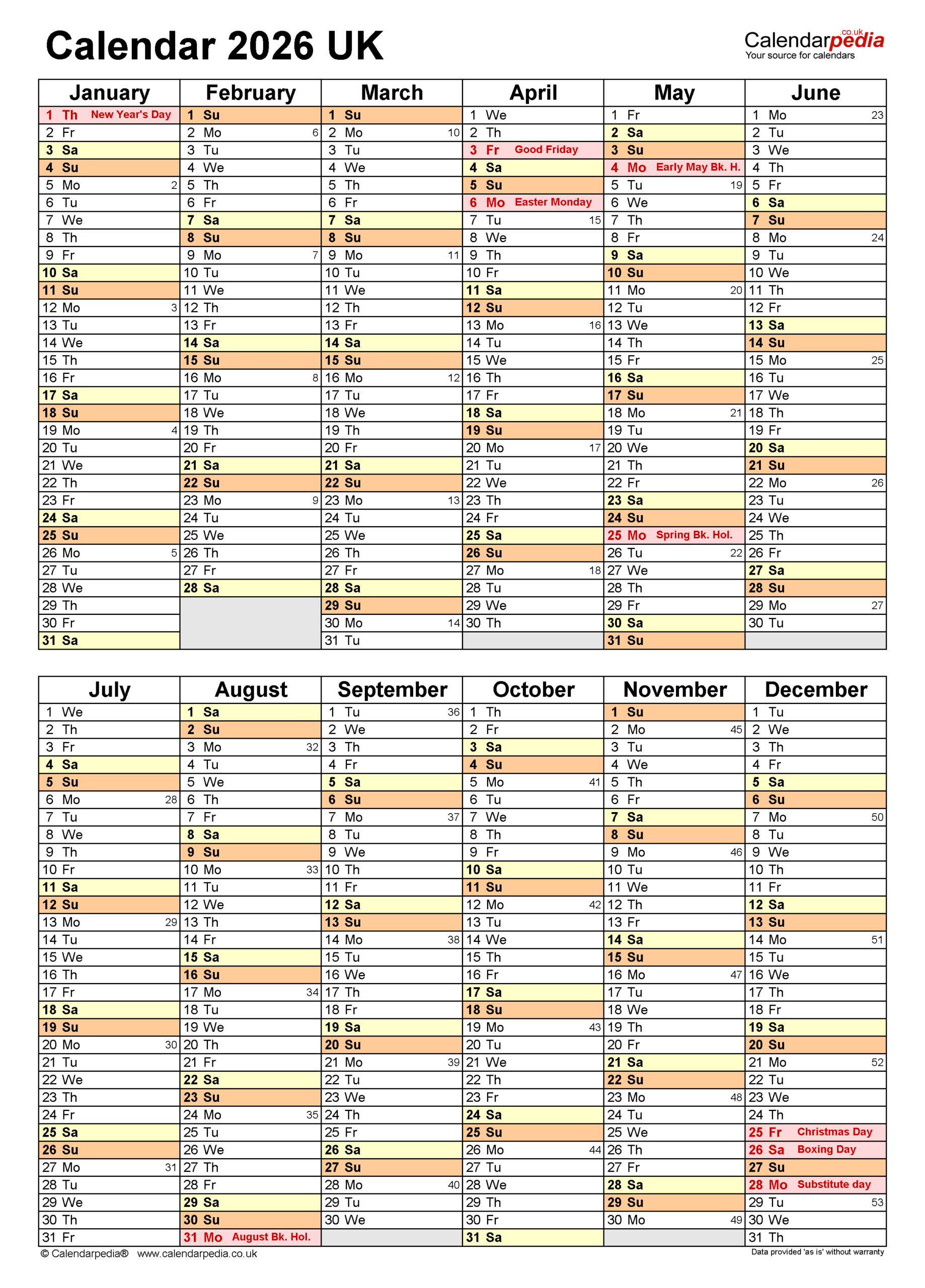 Calendar 2026 (Uk) - Free Printable Pdf Templates with regard to 2026 Calendar Printable 6 Months