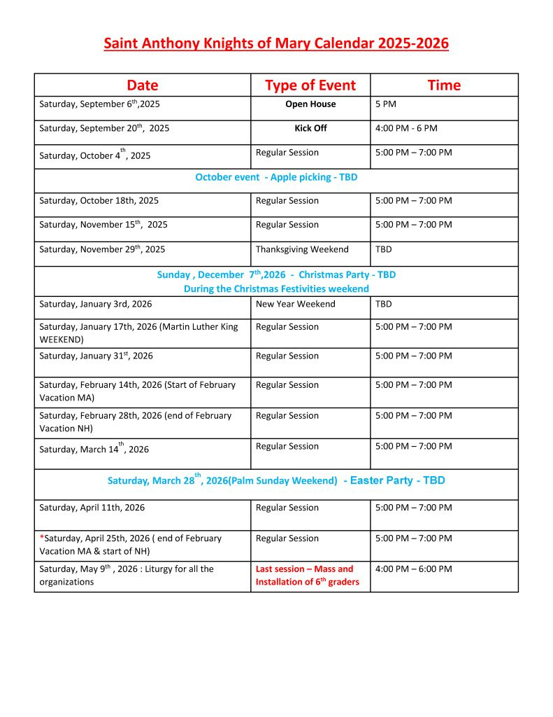 Calendar &amp;amp; Events – St Anthony Maronite Church regarding Maronite Liturgical Calendar 2026