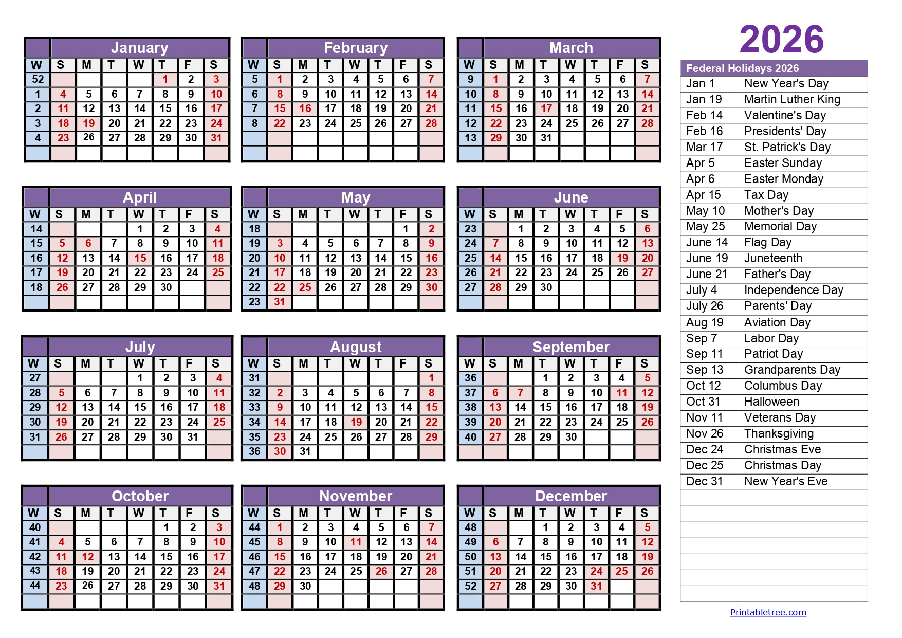 Calendar Weeks 2026 - Printable Tree regarding 2026 Calendar with Week Numbers Printable