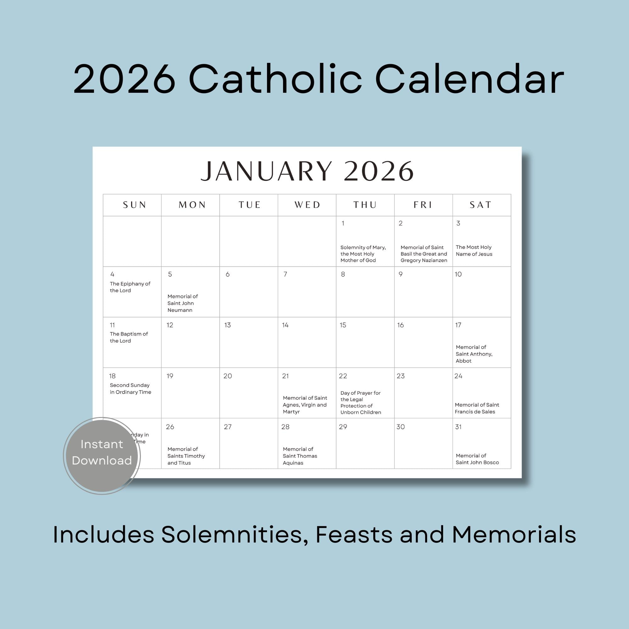 Catholic Desk Calendar 2026 - Etsy for Nyc Catholic School Calendar 2026 To 2027