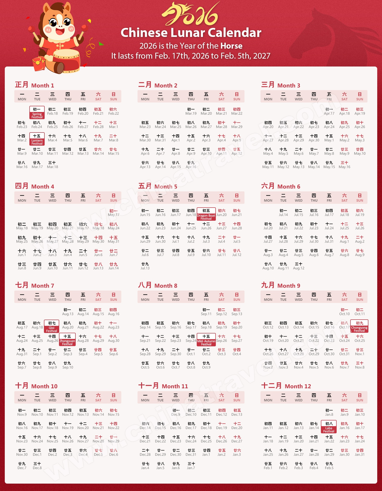 Chinese Calendar 2026/2027, Gregorian To Lunar Date in Chinese Calendar Year 2026