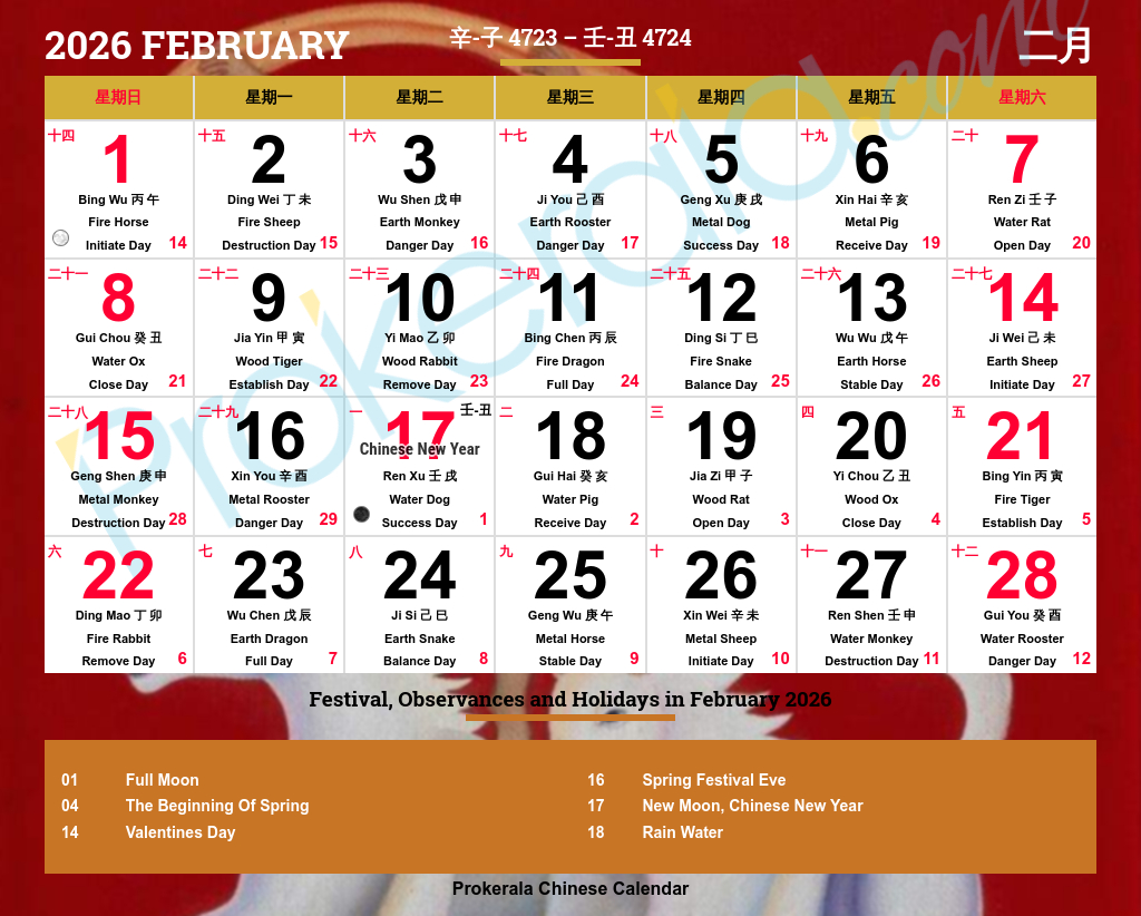 Chinese Calendar 2026, February | 十一月 2026 with regard to Cny 2026 Chinese Calendar