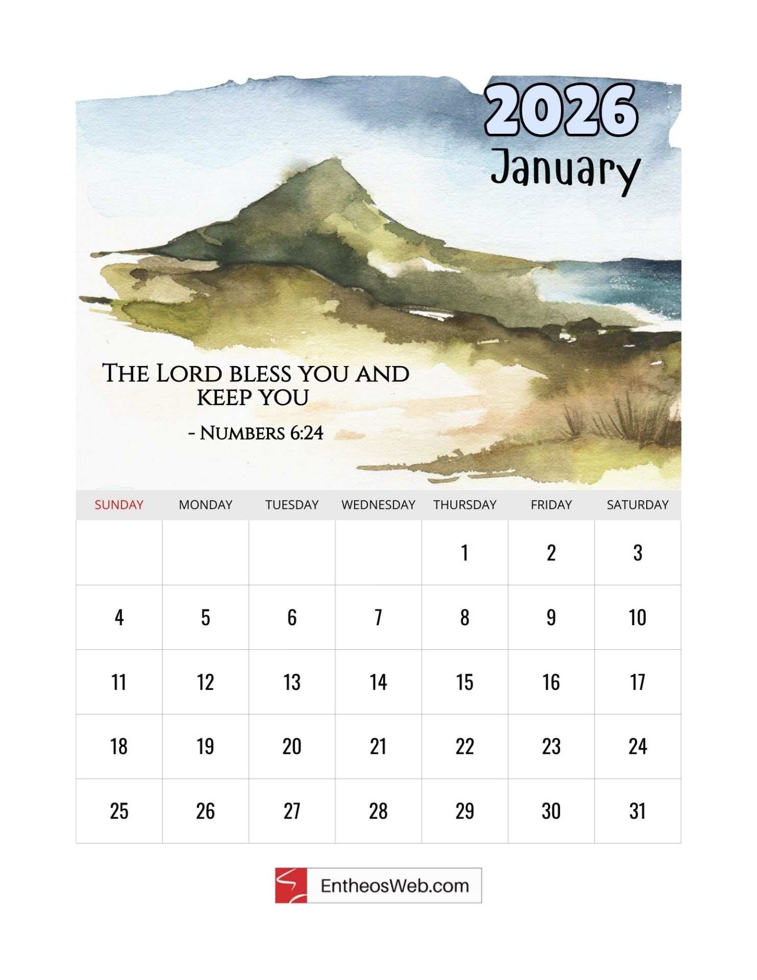 Christian 2026 Calendar With Bible Verses | Entheosweb with Christian Calendar 2026 Printable