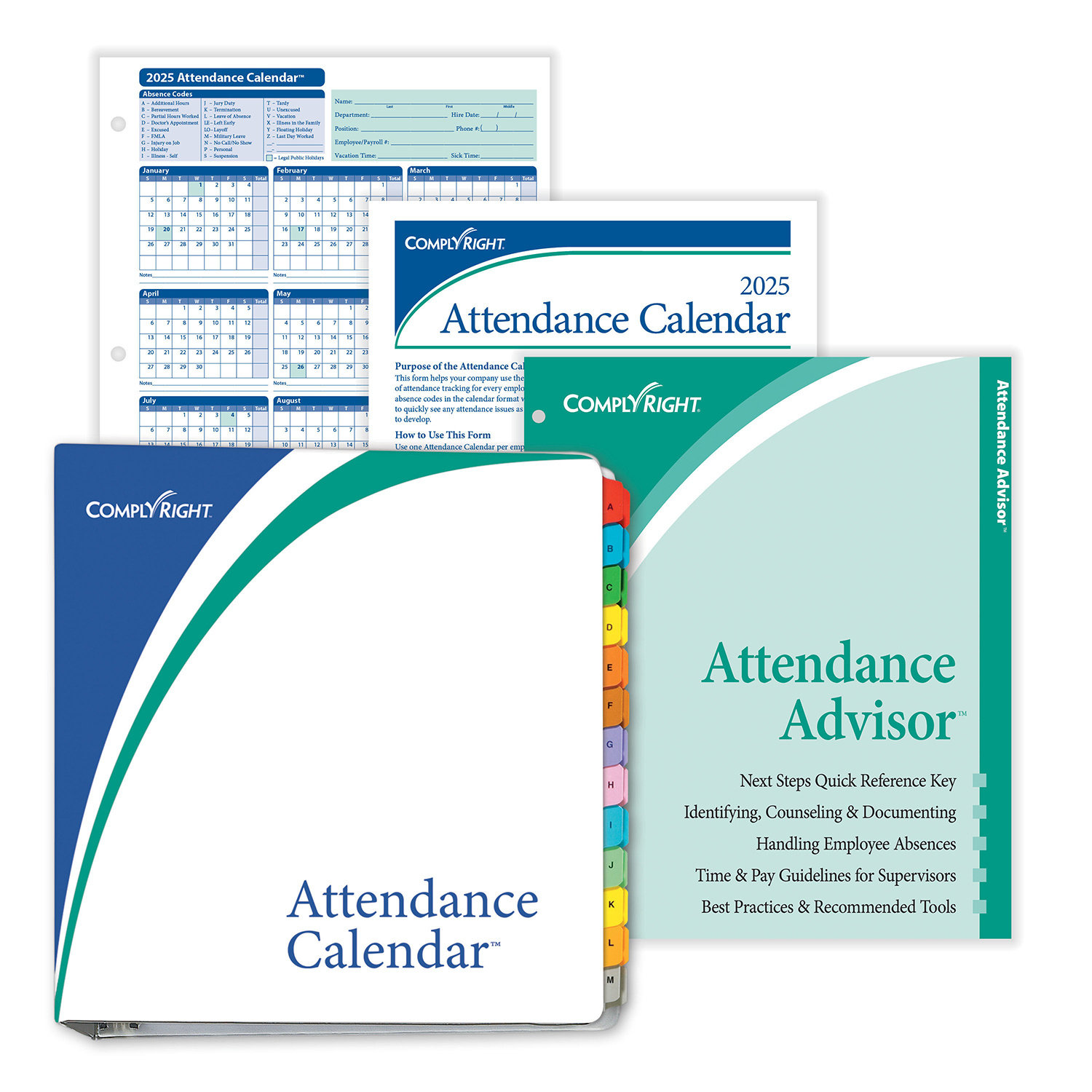 Complyrightdealer | 2026 Attendance Calendar Kit, Pack Of 200 with Time and Attendance Calendar 2026