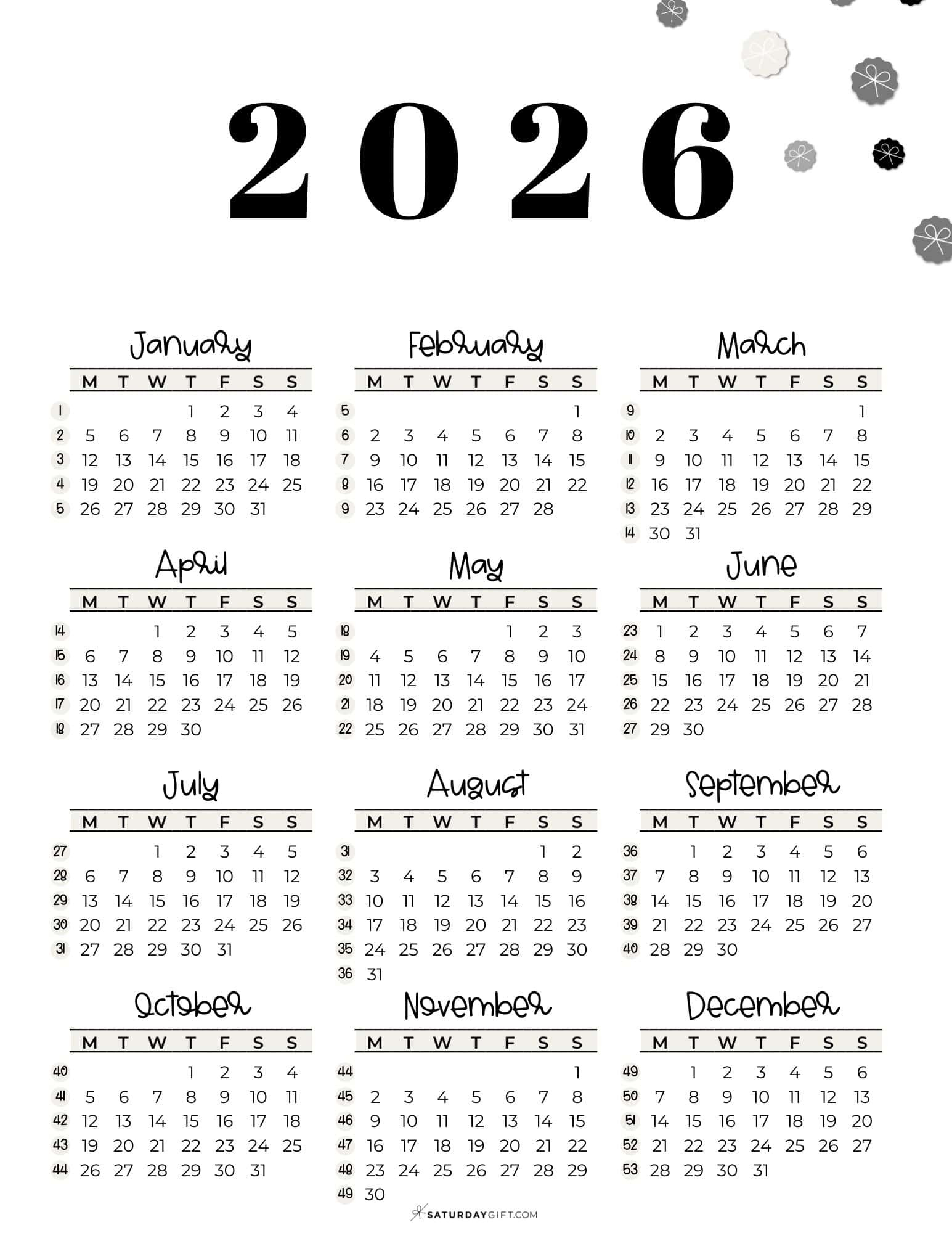 Current Week Number - What Week Of The Year Is It? throughout 2026 Calendar With Week Numbers Printable