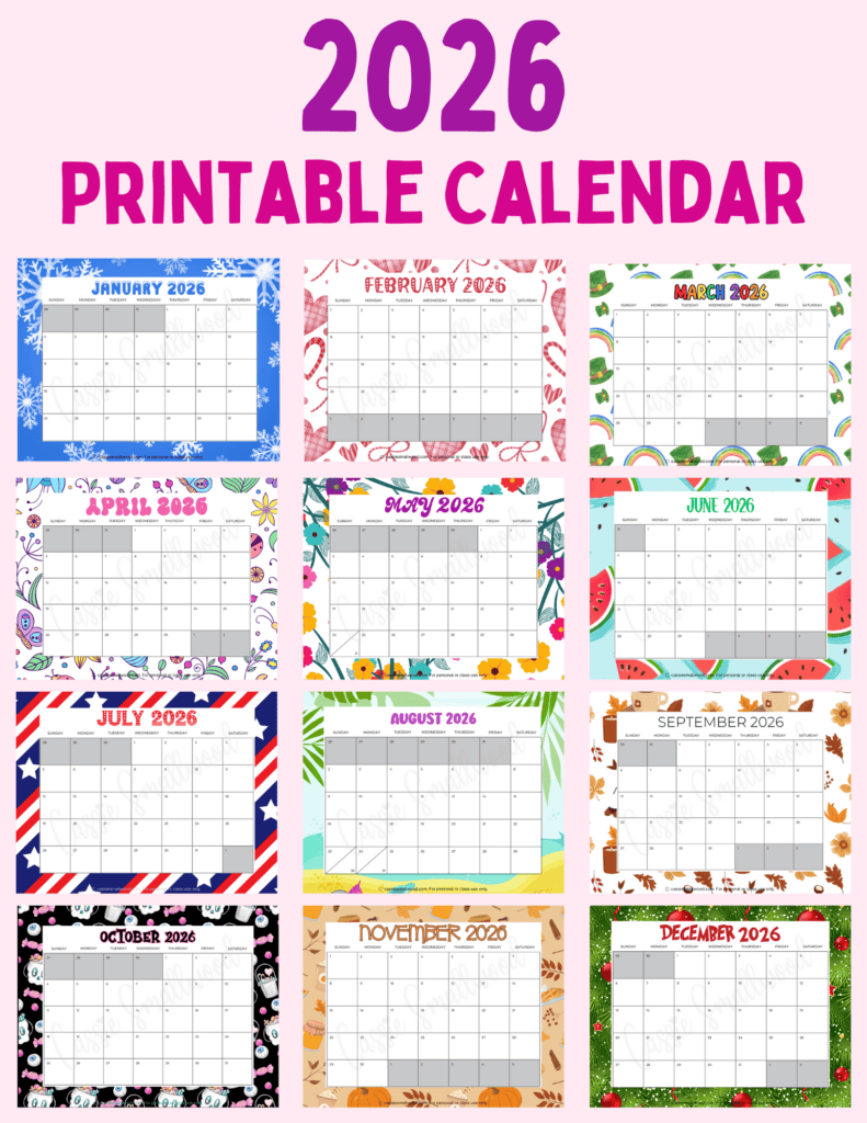 Cute Free Printable 2026 Monthly Calendar (Blank &amp;amp; With Holidays within 2026 Monthly Calendar Printable Free