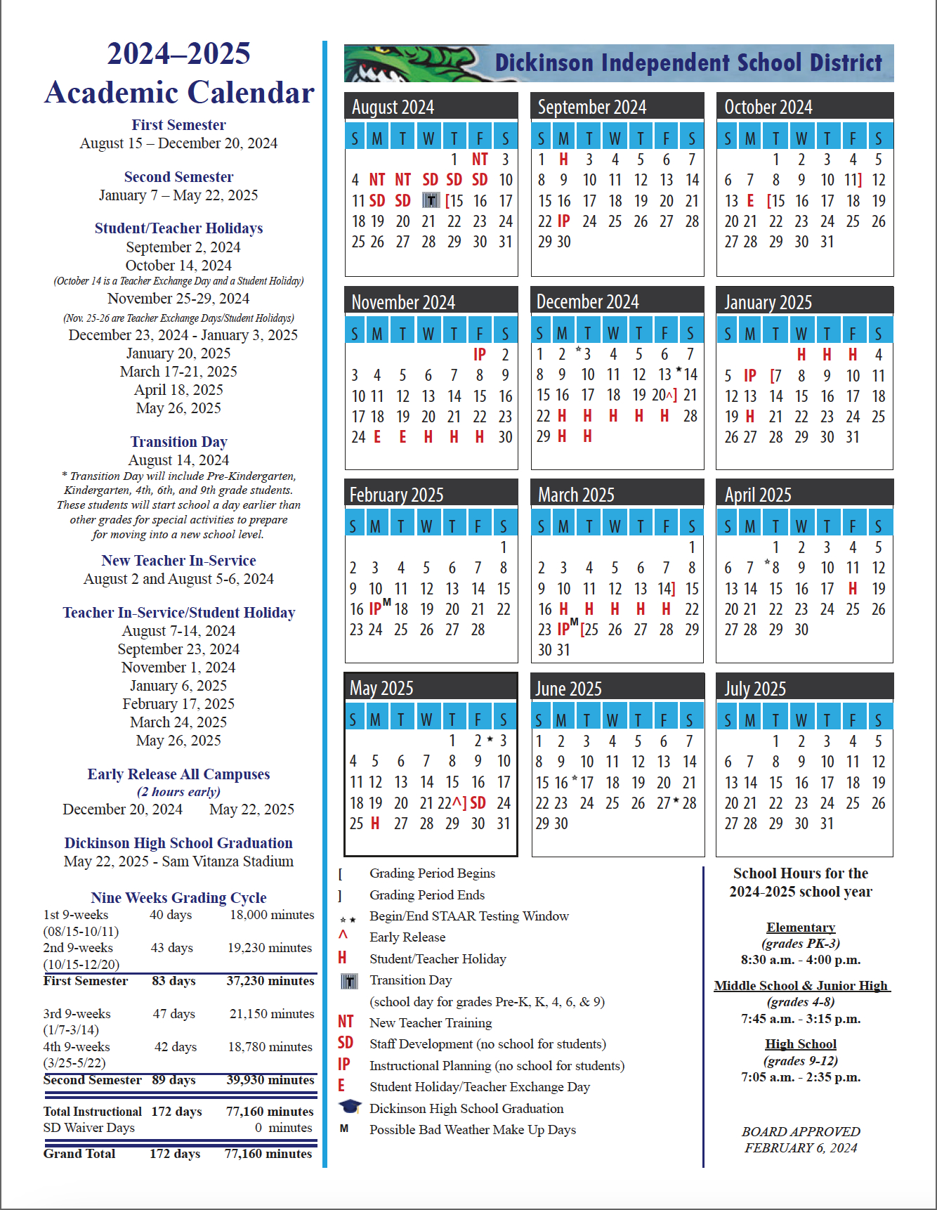 Dickinson Independent School District inside Disd 2025 to 2026 Calendar Printable