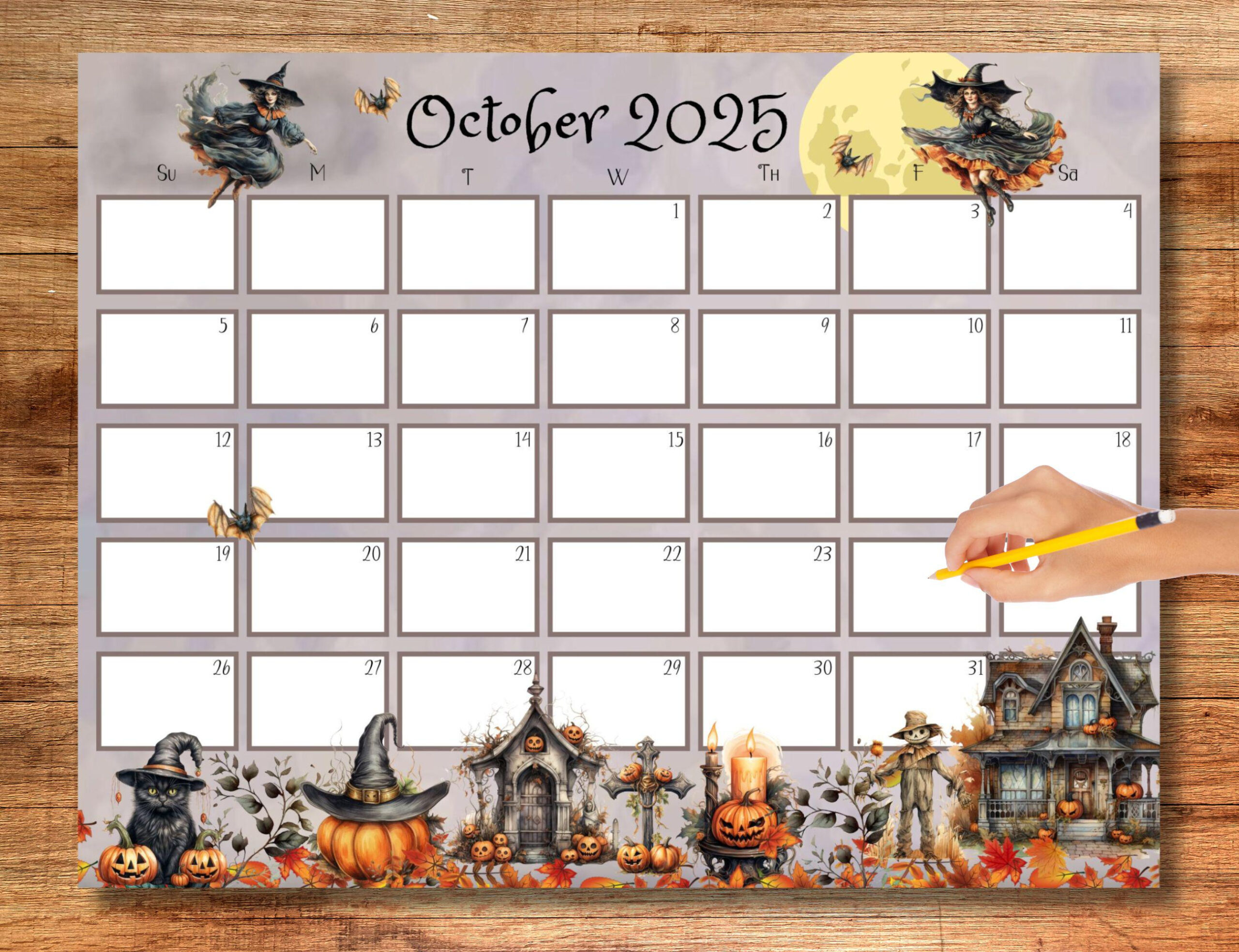 Editable October 2025 Calendar, Whimsical Calendar, Spooky inside Editable October 2025 Calendar