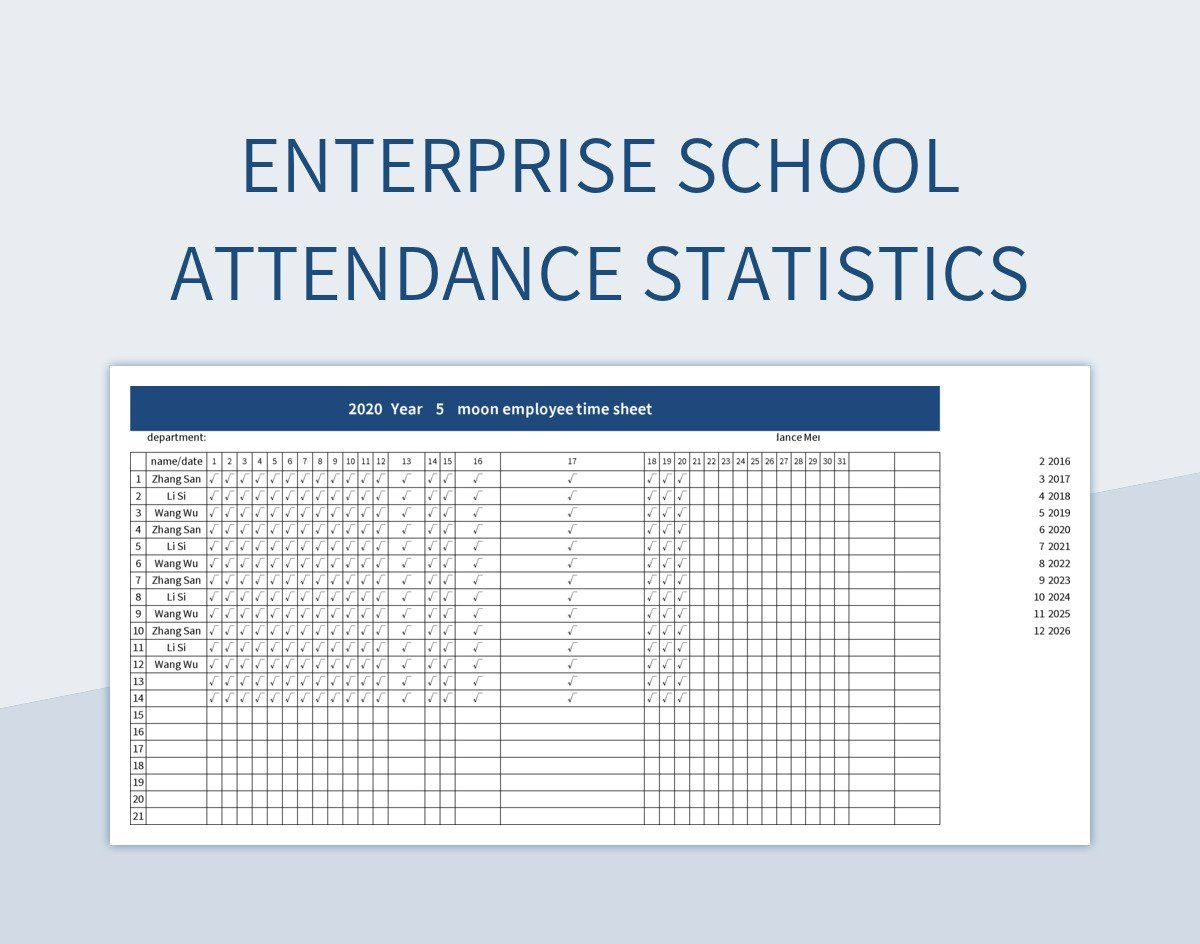 Enterprise School Attendance Statistics Excel Template And Google with School Attendance Data 2026
