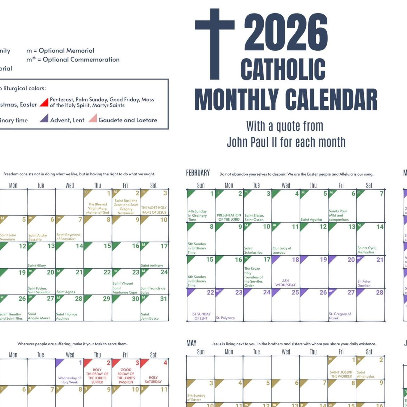 Episcopal Church Calendar 2026 Organization For Church And Clergy inside Catholic Calendar 2026 - 2027