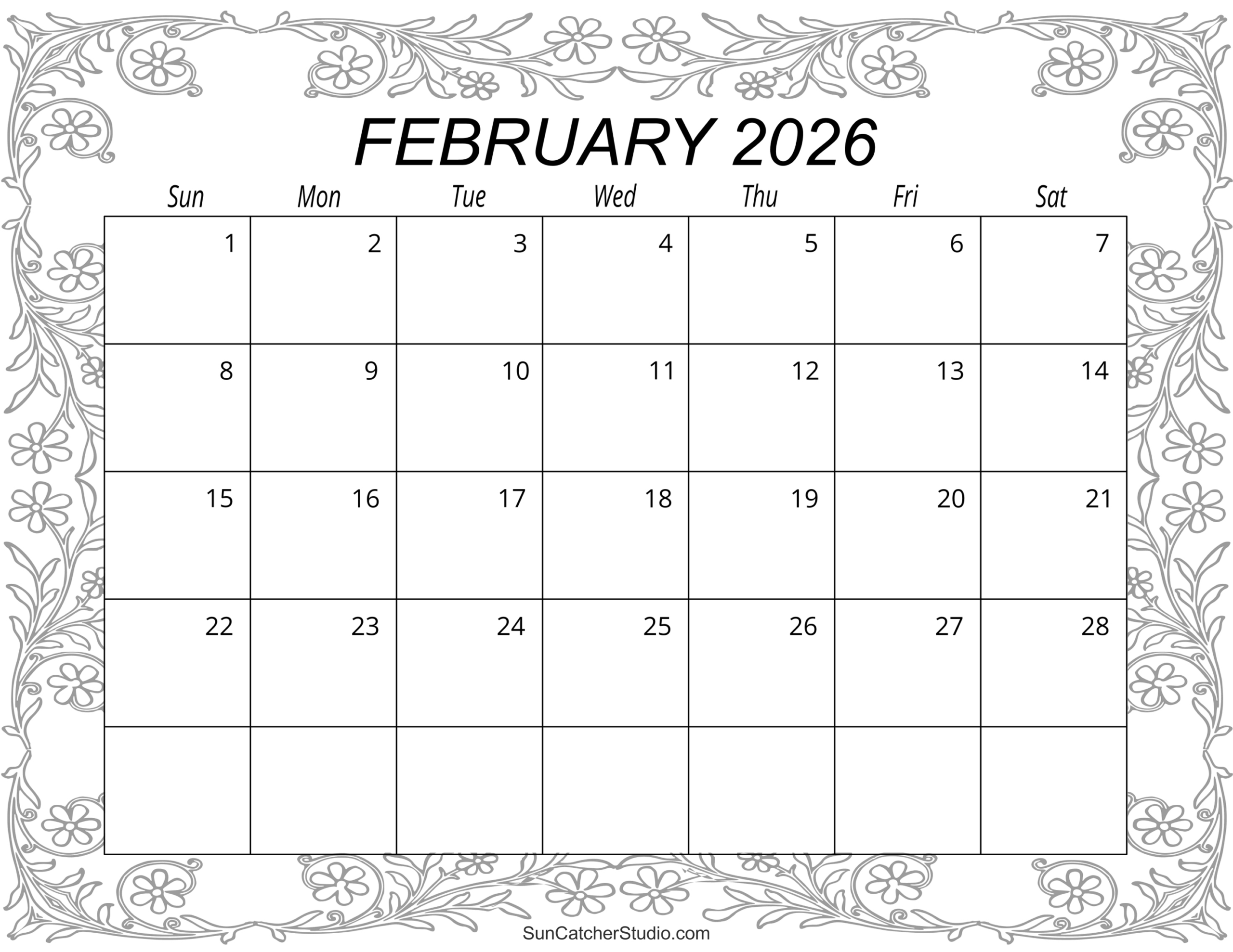 February 2026 Calendar (Free Printable) – Free Printables inside Calendar 2026 Printable Free February