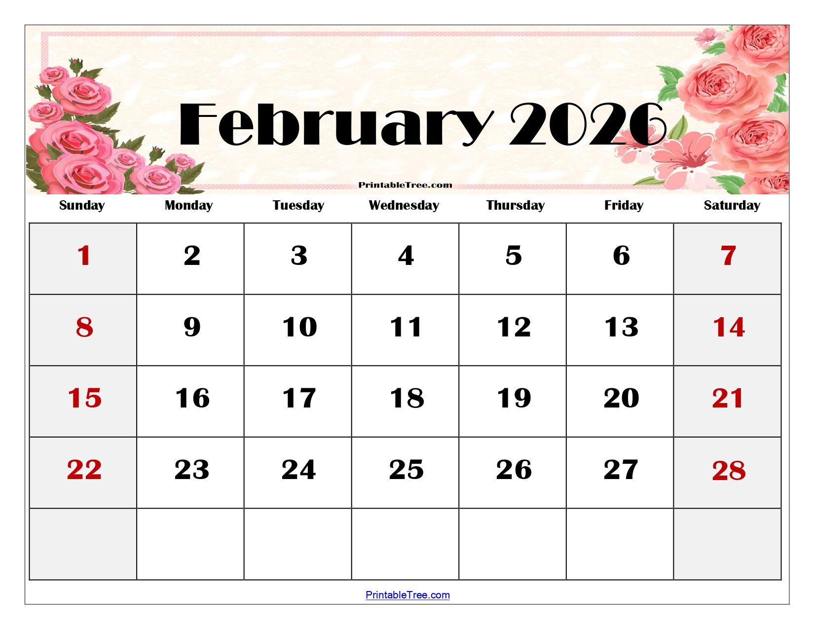February 2026 Calendar Printable Pdf With Holidays Templates with February 2026 Calendar Printable with Holidays