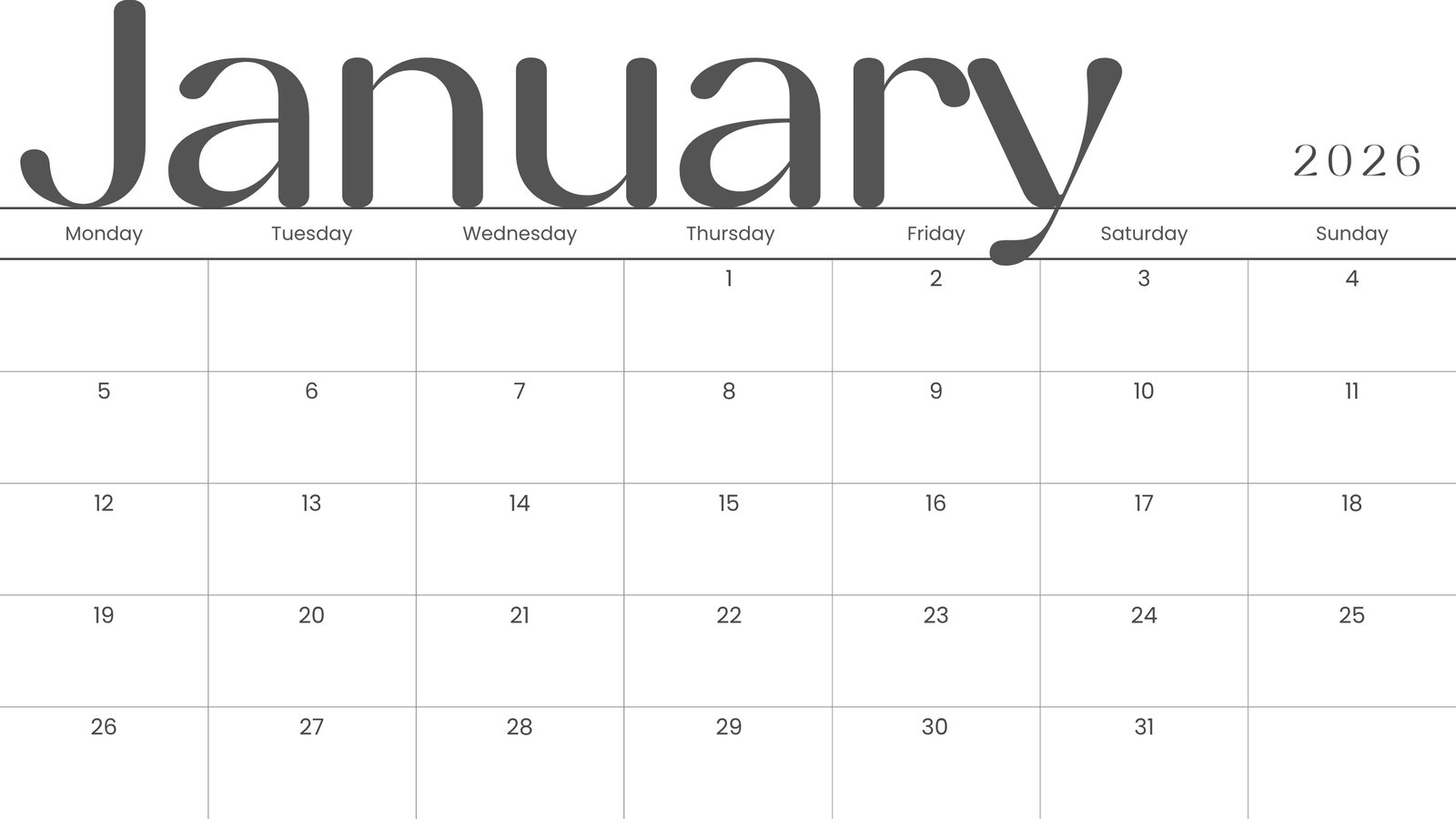Free And Editable January 2026 Calendar Templates | Canva throughout Calendar Template January 2026 Printable