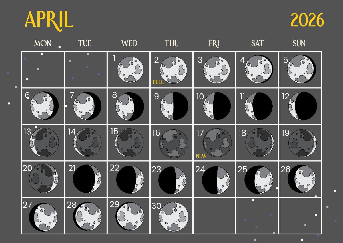 Free April 2026 Calendar With Moon Phases Template To Edit Online intended for Moon Phase Calendar 2026 USA