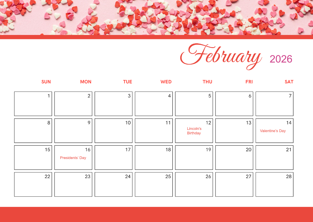 Free February 2026 Calendar With Holidays Template To Edit Online with regard to February 2026 Calendar Printable With Holidays