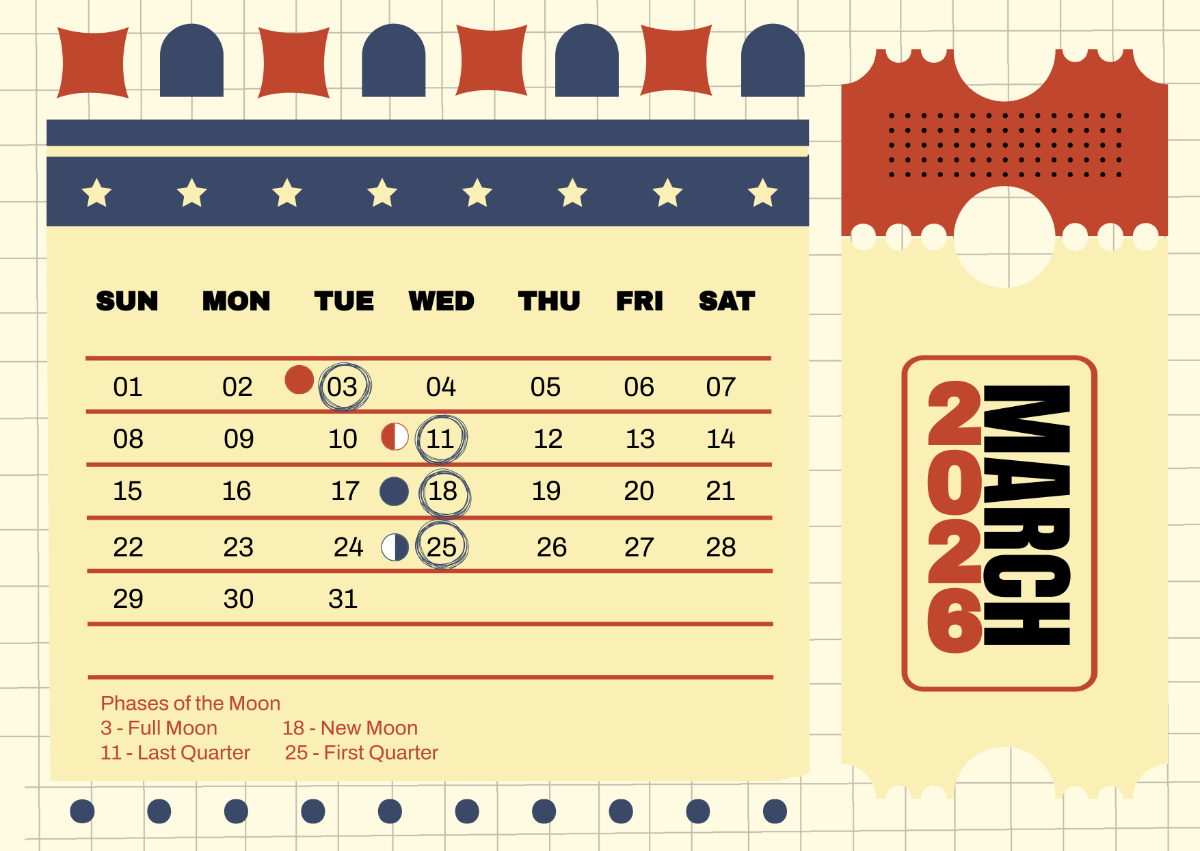 Free March 2026 Full Moon Calendar Template To Edit Online with Full Moon Calendar March 2026