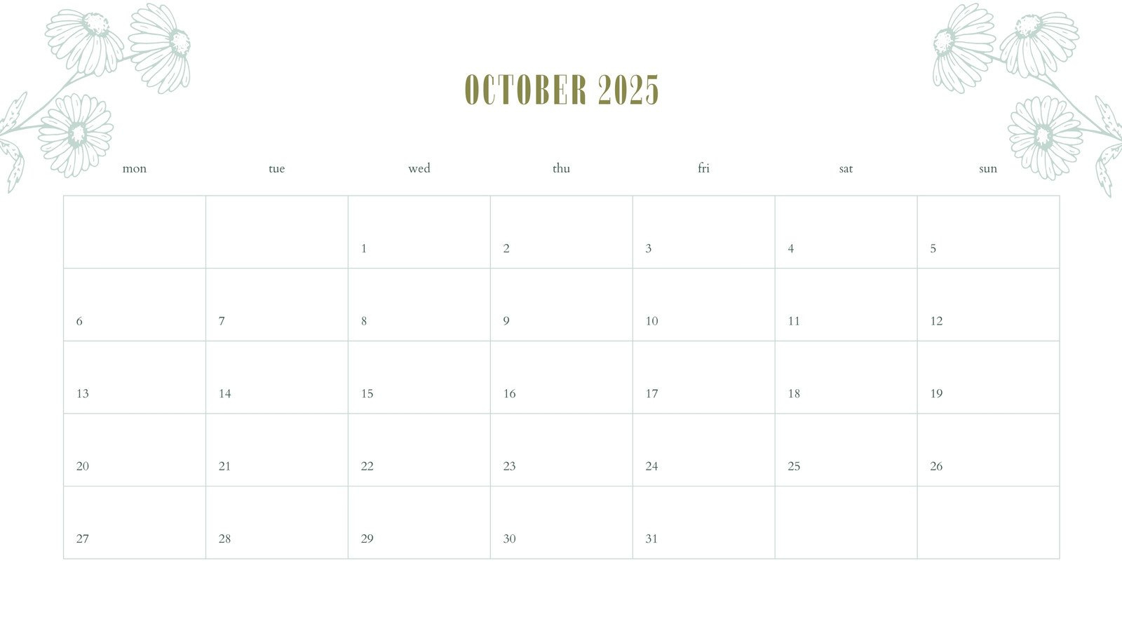 Free October 2025 Calendar Templates To Customize | Canva for Open Calendar For October 2025