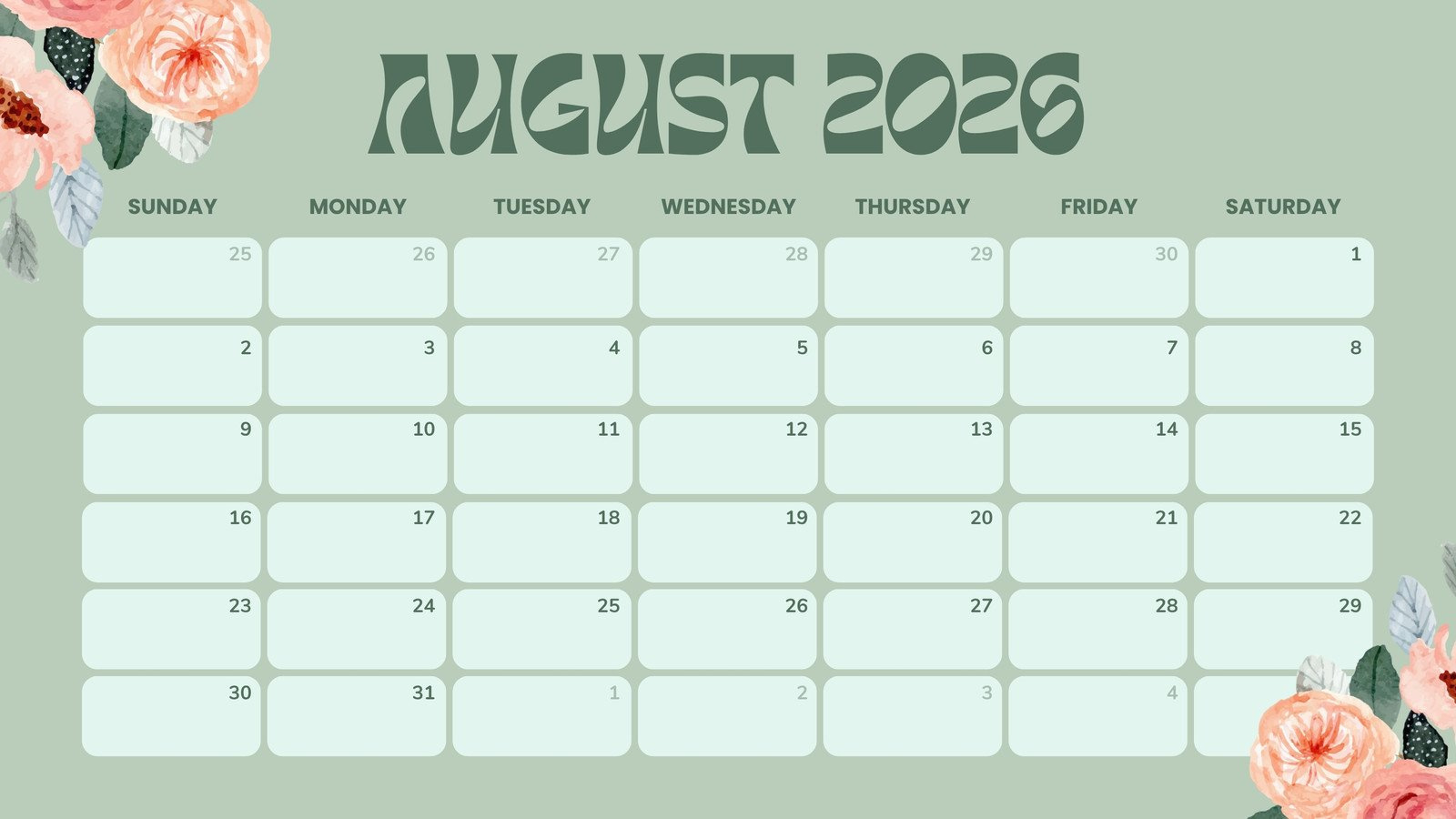Free Printable August 2026 Calendar Templates | Canva for 2026 Calendar Printable August