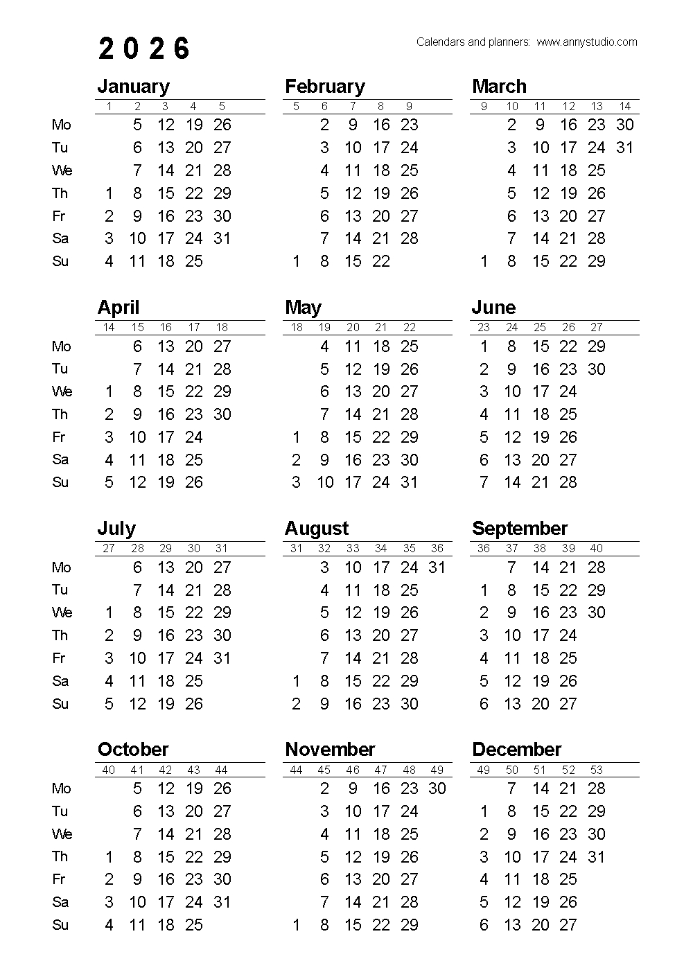 Free Printable Calendars And Planners 2026 And 2027 for 2026 Calendar Printable Nz